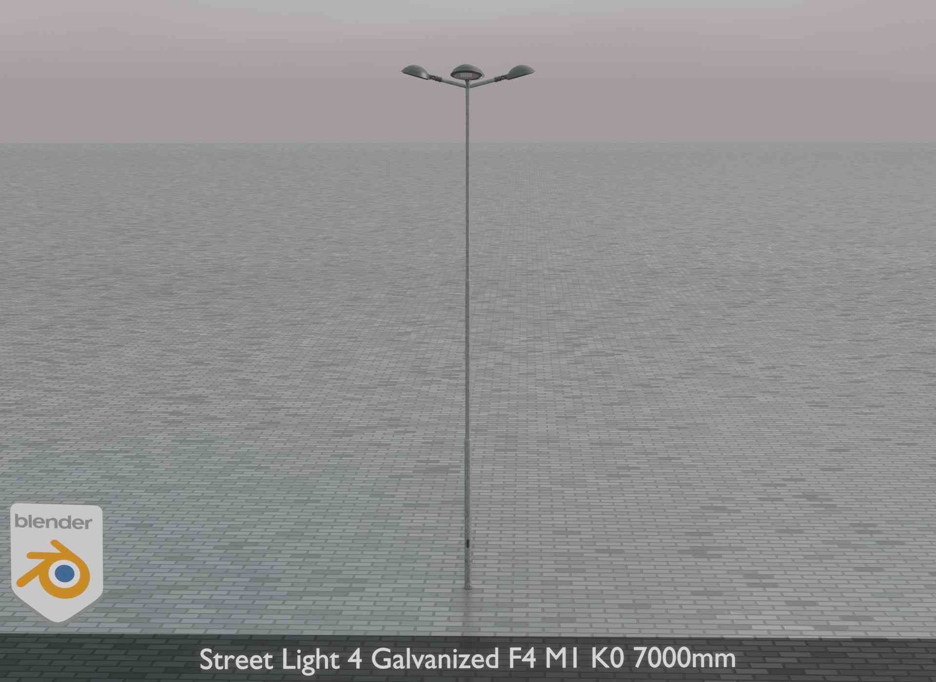 Street Light 4 Galvanized F4 M1 K0 7000mm Low-poly 3D model_80