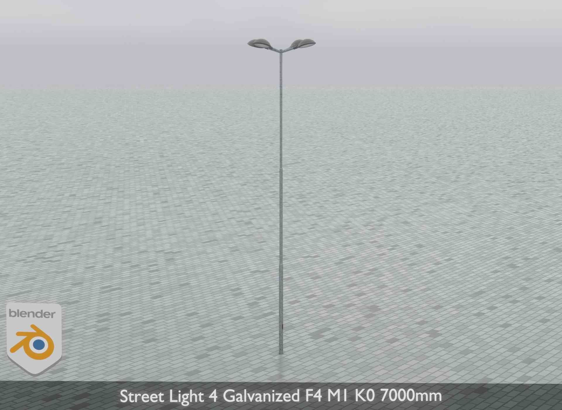 Street Light 4 Galvanized F4 M1 K0 7000mm Low-poly 3D model_14