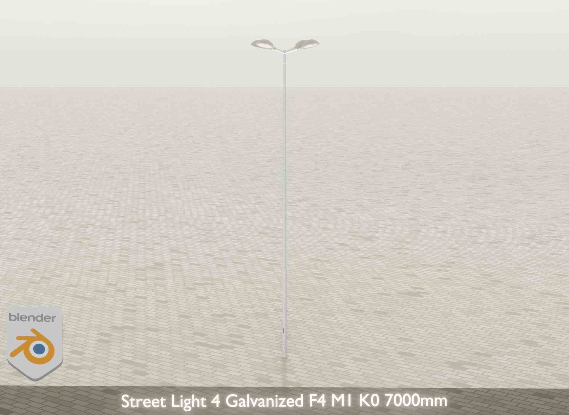 Street Light 4 Galvanized F4 M1 K0 7000mm Low-poly 3D model_44