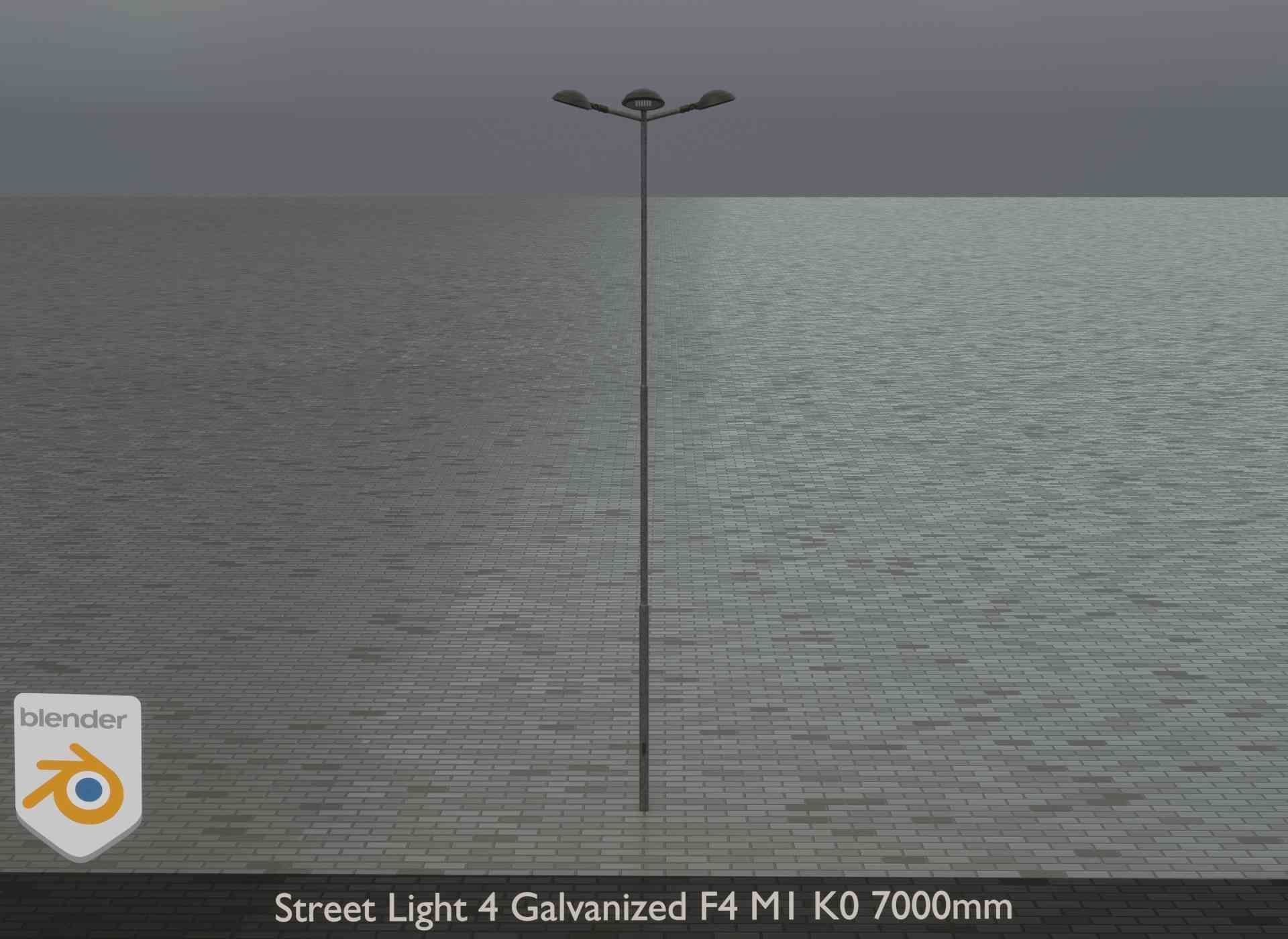 Street Light 4 Galvanized F4 M1 K0 7000mm Low-poly 3D model_20