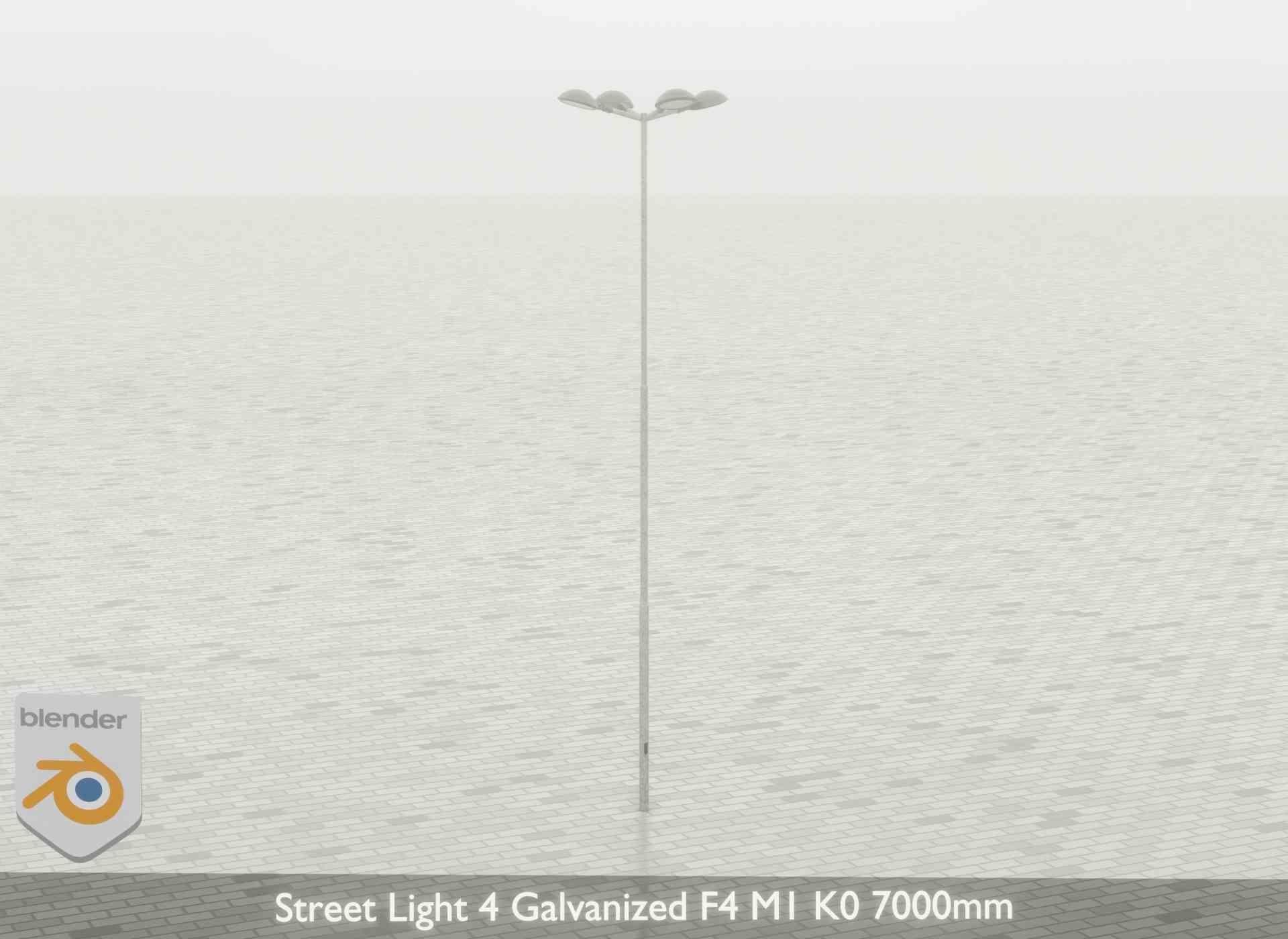 Street Light 4 Galvanized F4 M1 K0 7000mm Low-poly 3D model_57