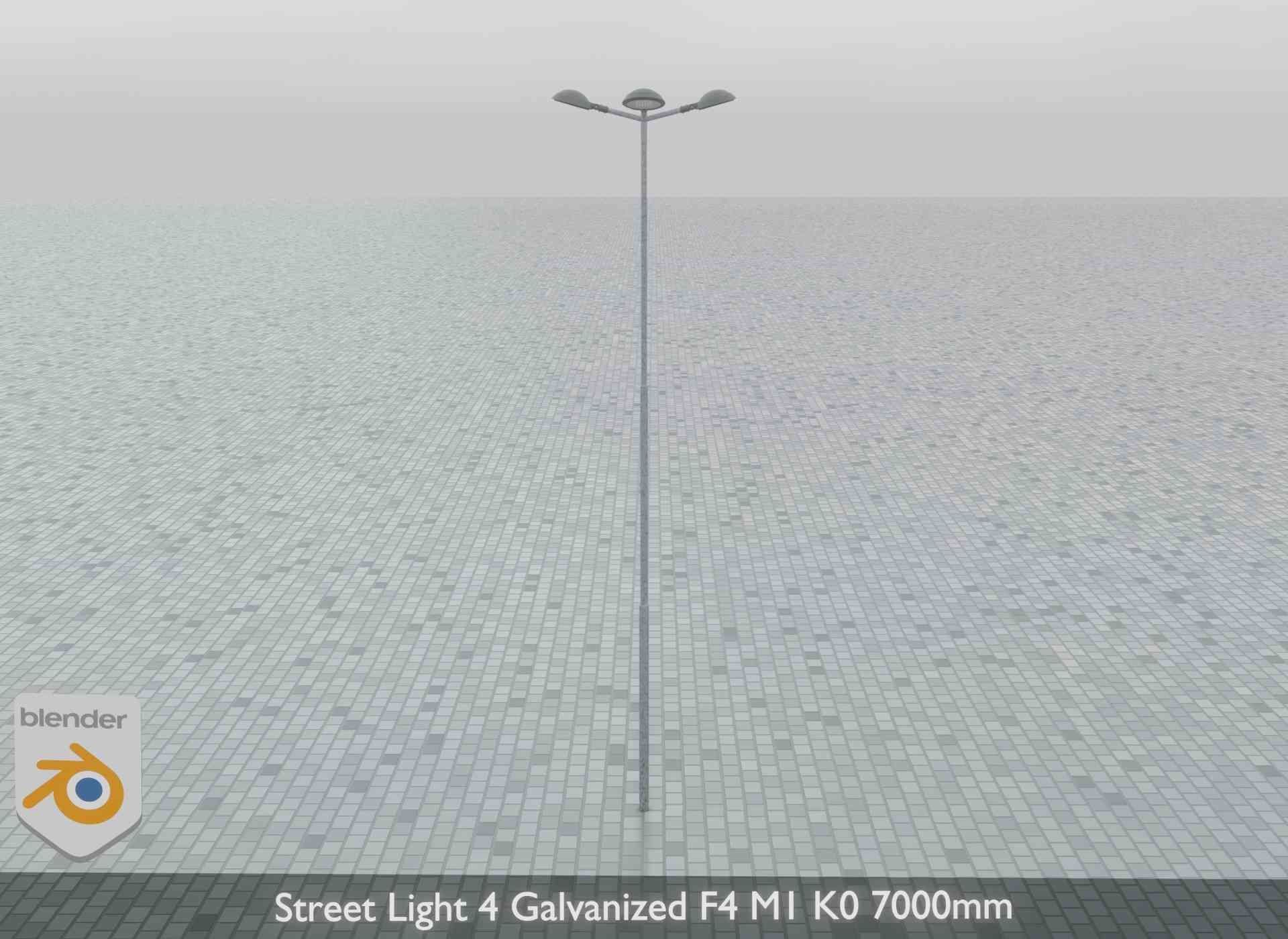 Street Light 4 Galvanized F4 M1 K0 7000mm Low-poly 3D model_10