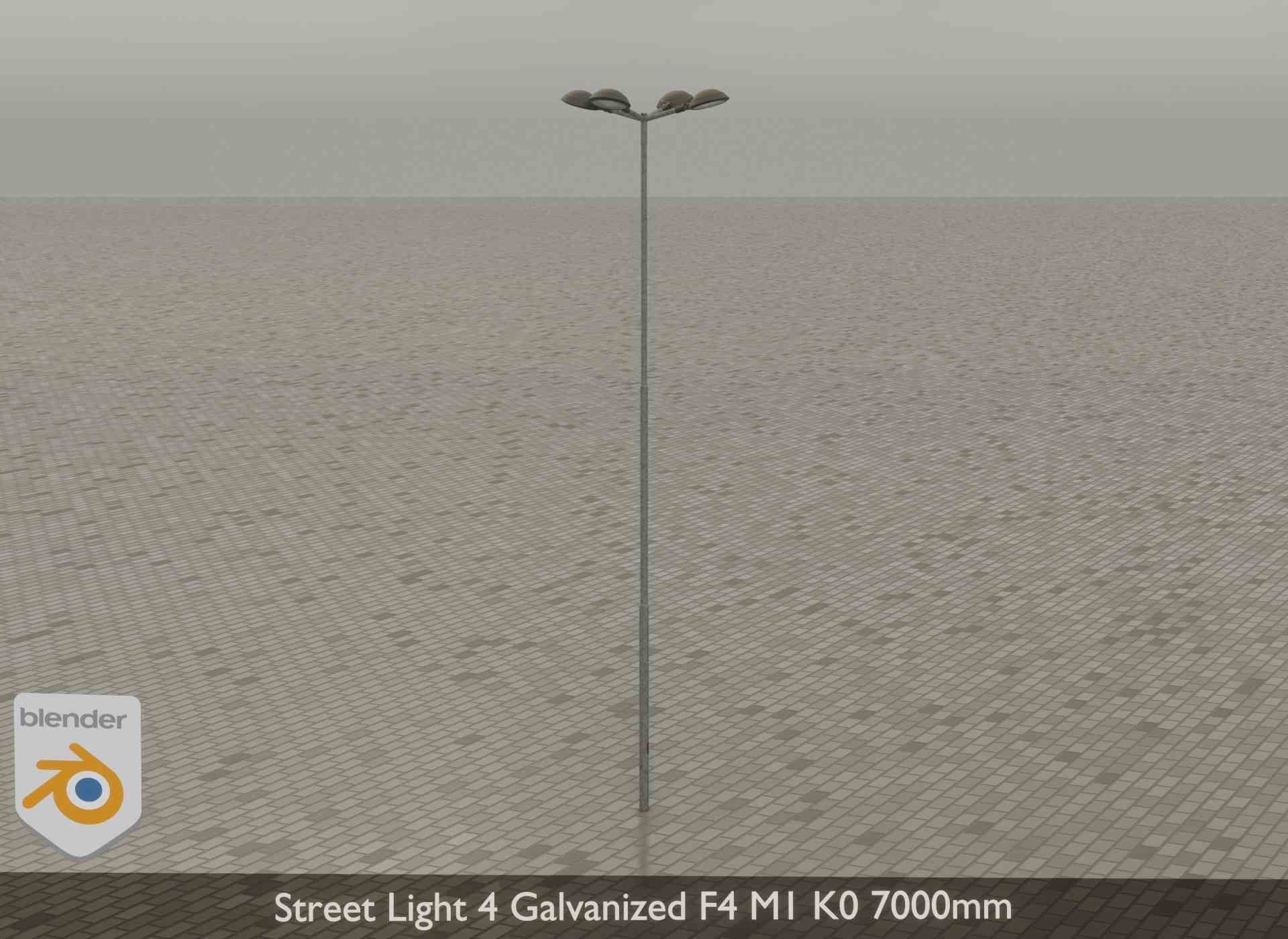 Street Light 4 Galvanized F4 M1 K0 7000mm Low-poly 3D model_33