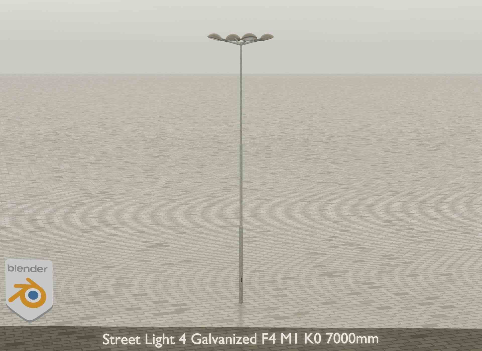 Street Light 4 Galvanized F4 M1 K0 7000mm Low-poly 3D model_38