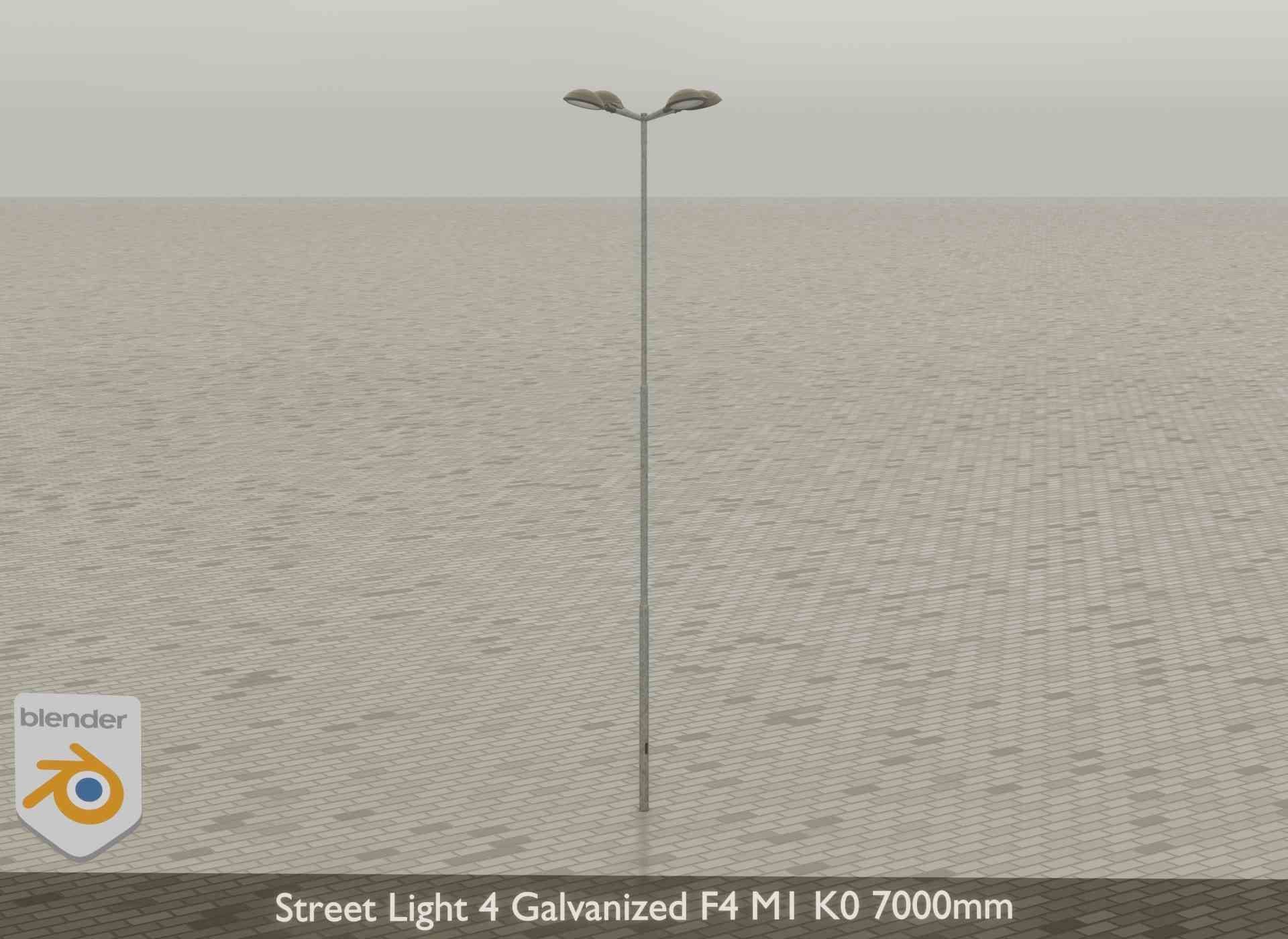 Street Light 4 Galvanized F4 M1 K0 7000mm Low-poly 3D model_36