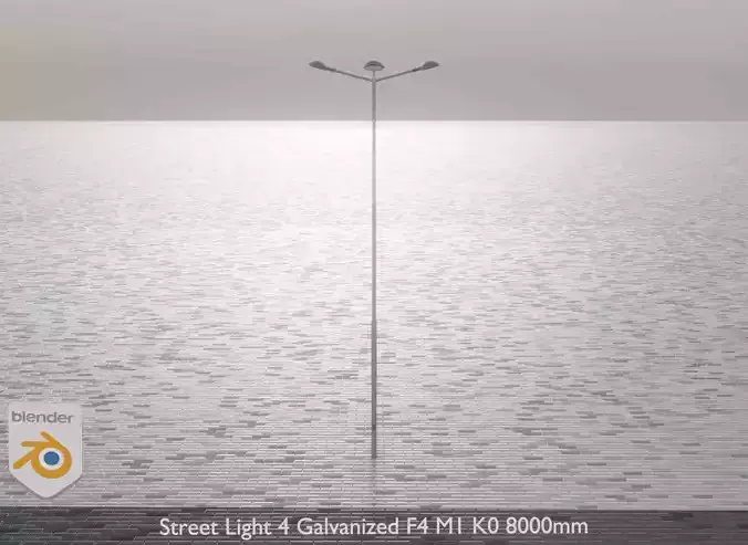 Street Light 4 Galvanized F4 M1 K0 8000mm Low-poly 3D model