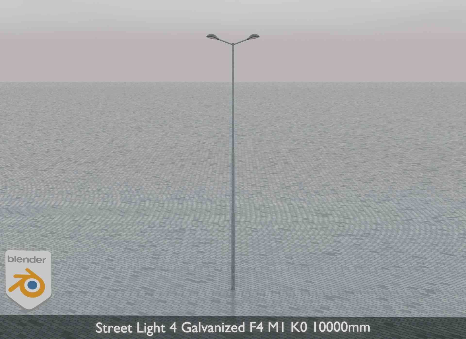 Street Light 4 Galvanized F4 M1 K0 10000mm Low-poly 3D model_6