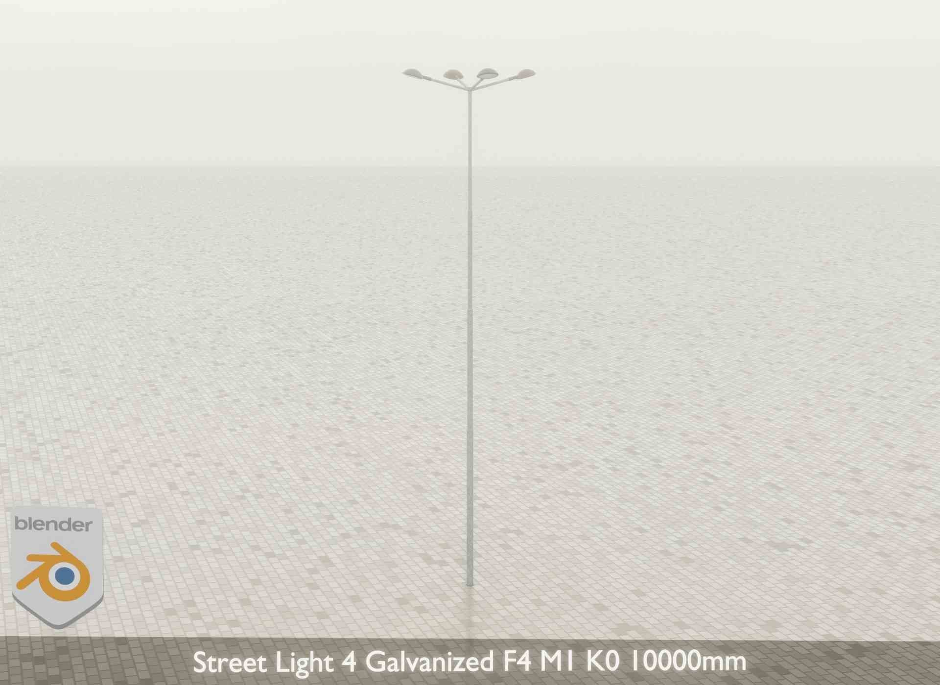 Street Light 4 Galvanized F4 M1 K0 10000mm Low-poly 3D model_49