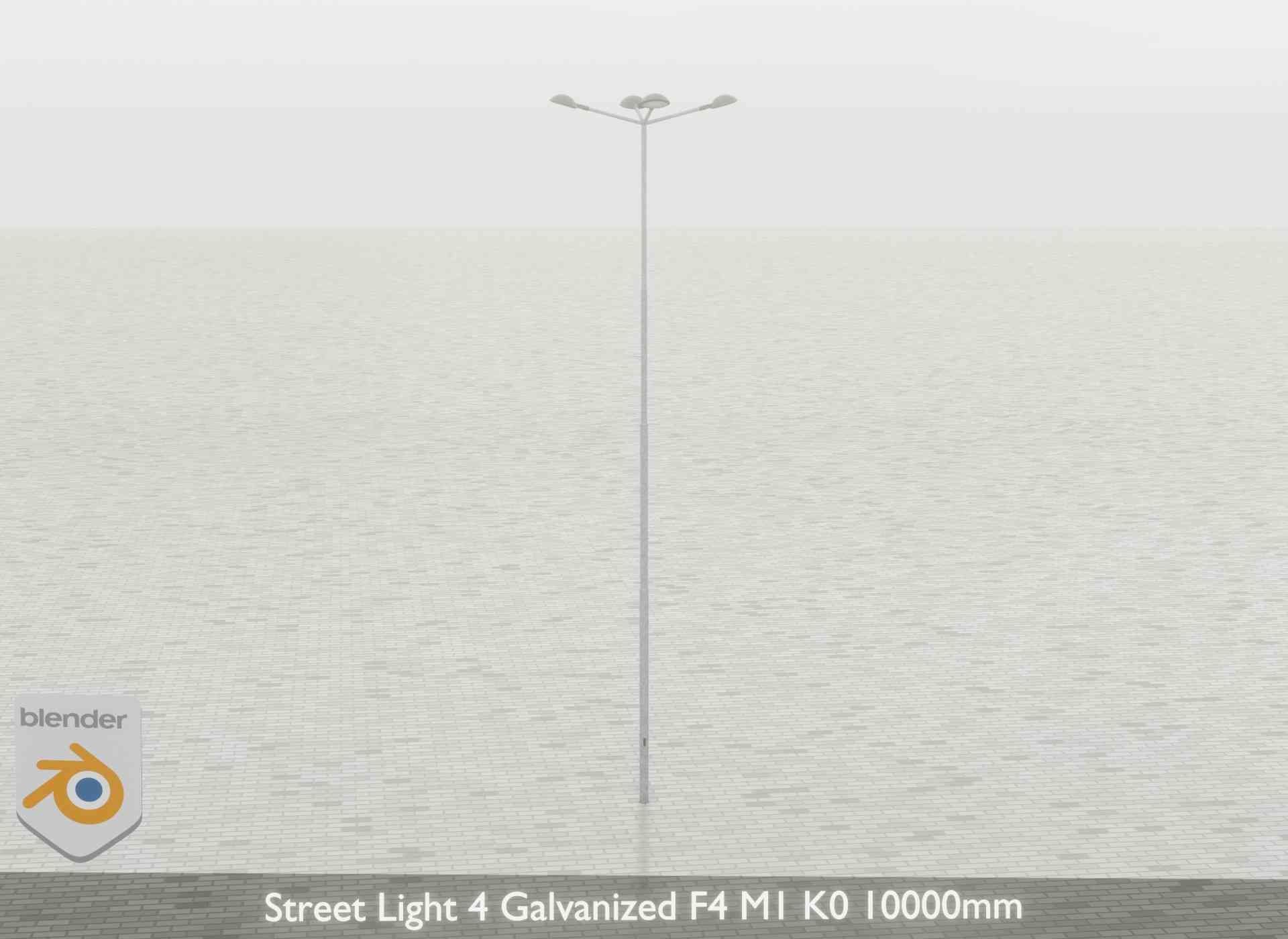 Street Light 4 Galvanized F4 M1 K0 10000mm Low-poly 3D model_60