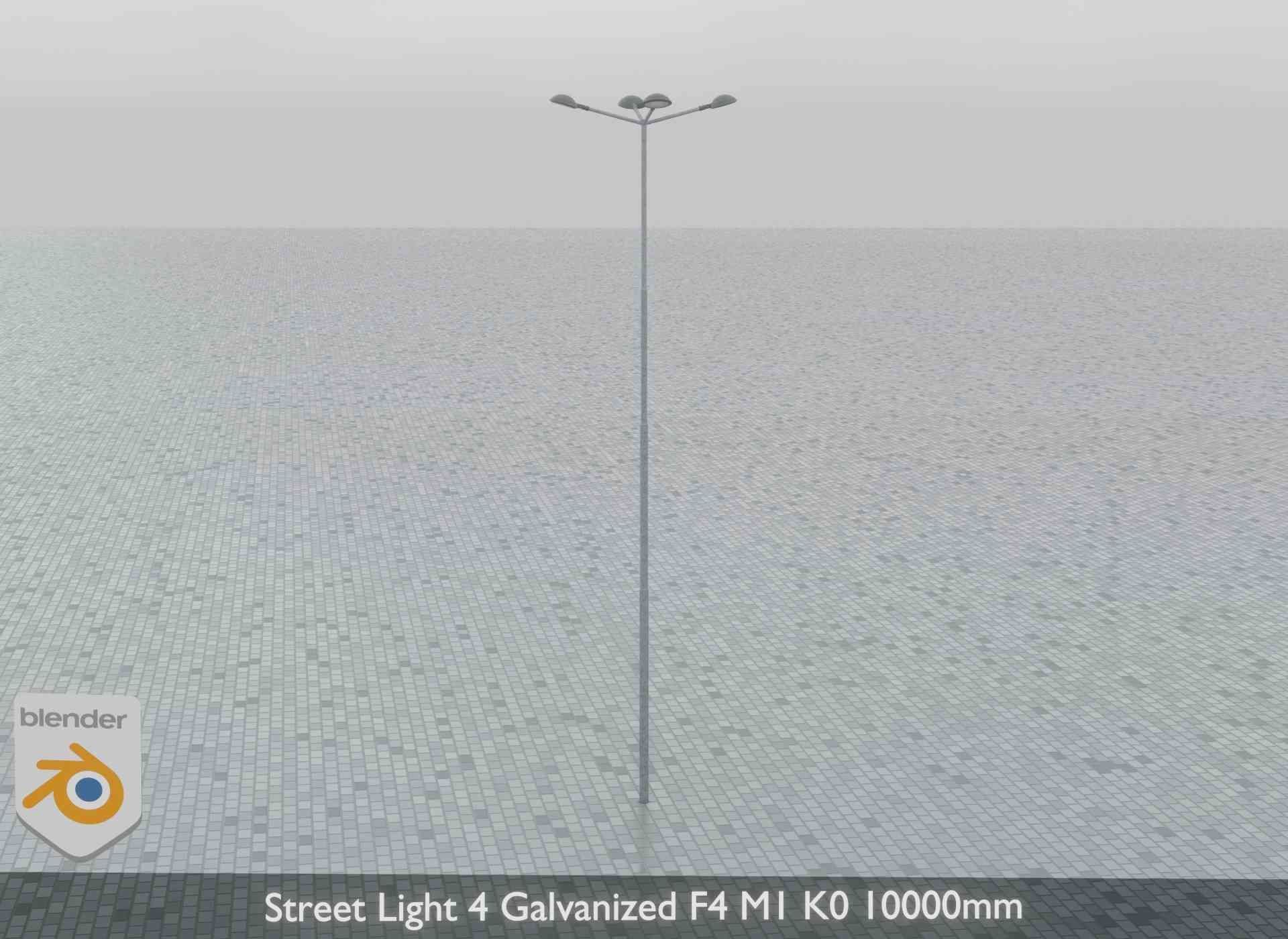 Street Light 4 Galvanized F4 M1 K0 10000mm Low-poly 3D model_10