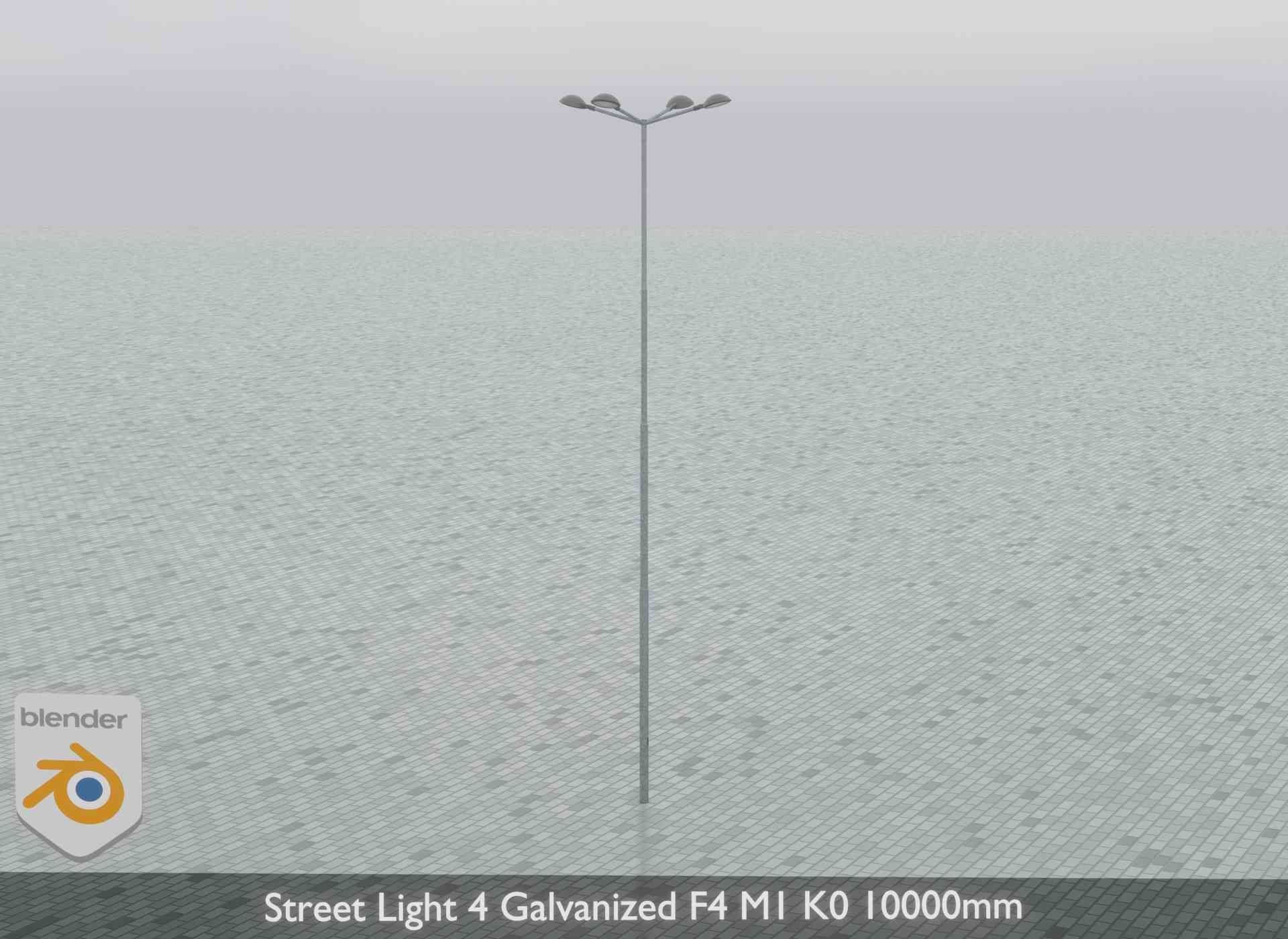 Street Light 4 Galvanized F4 M1 K0 10000mm Low-poly 3D model_14