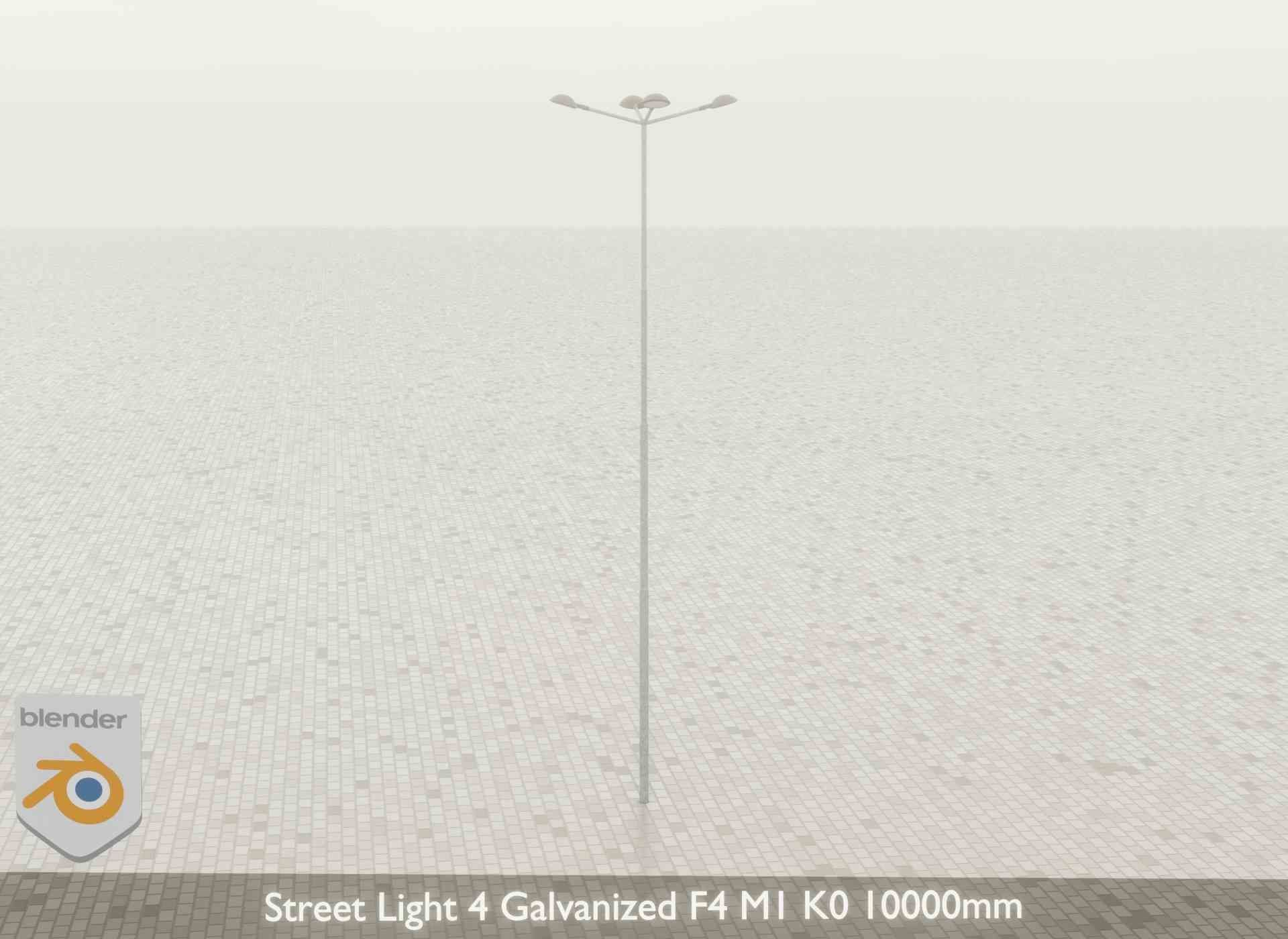 Street Light 4 Galvanized F4 M1 K0 10000mm Low-poly 3D model_50