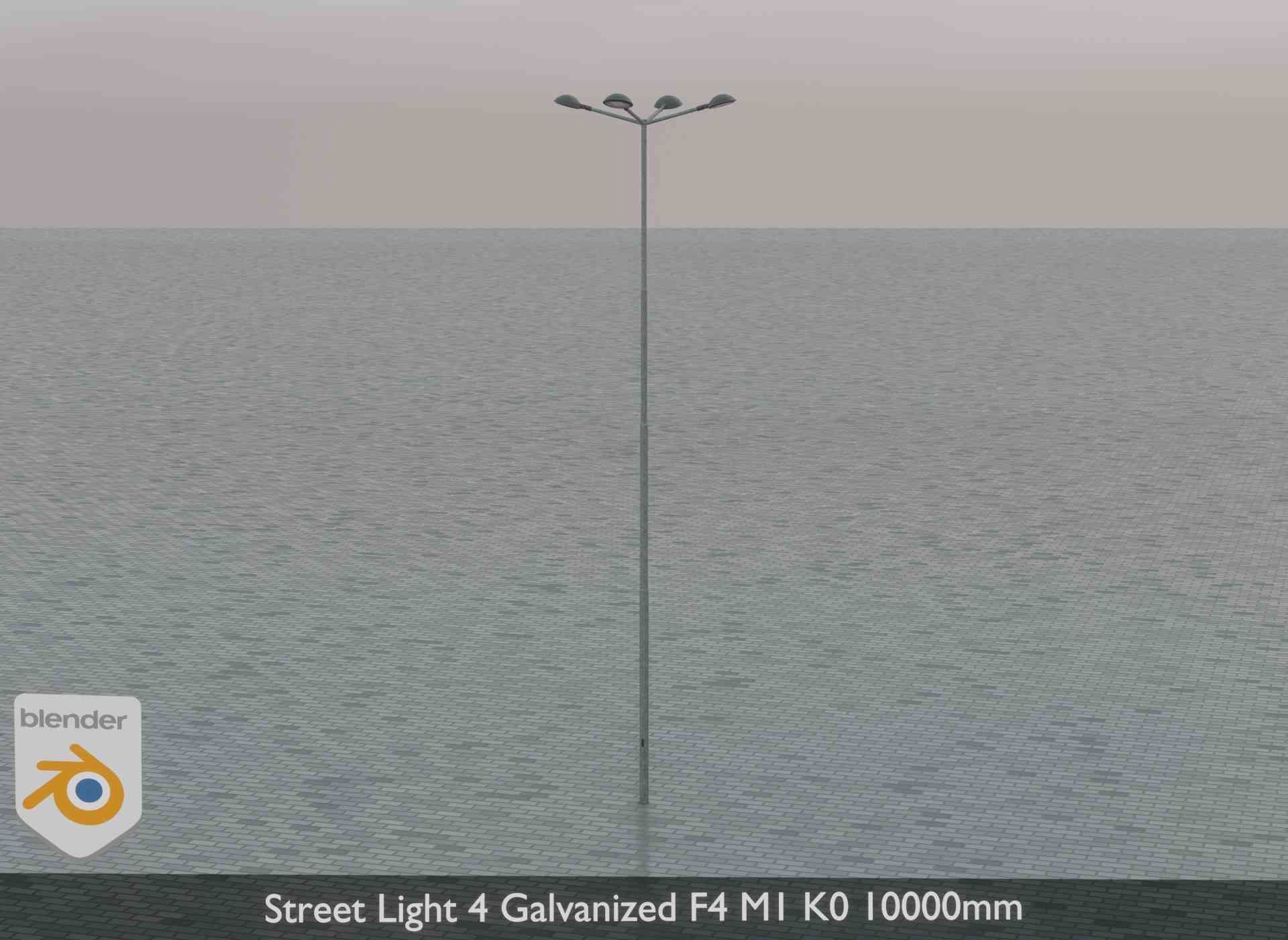 Street Light 4 Galvanized F4 M1 K0 10000mm Low-poly 3D model_3