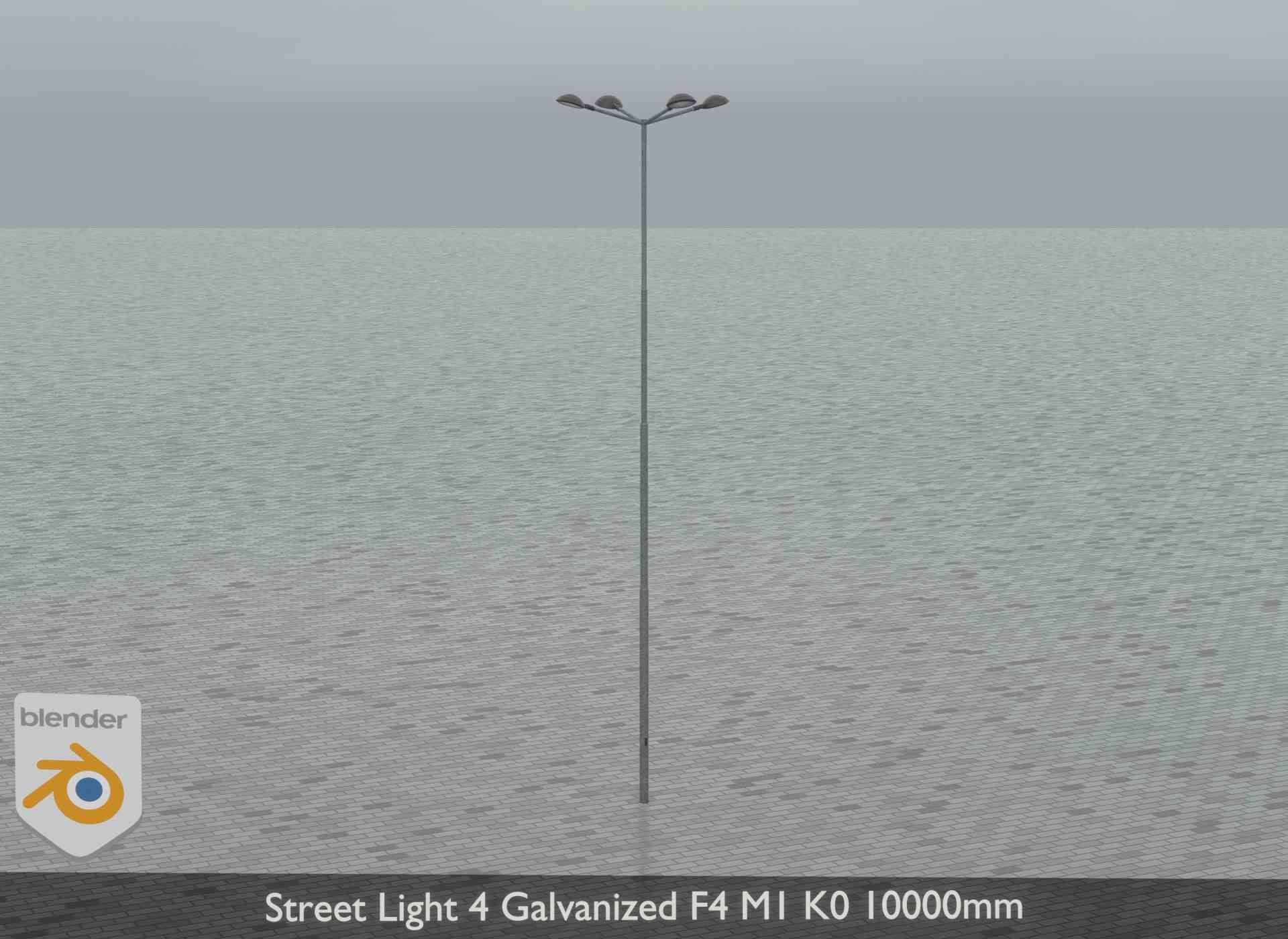 Street Light 4 Galvanized F4 M1 K0 10000mm Low-poly 3D model_18