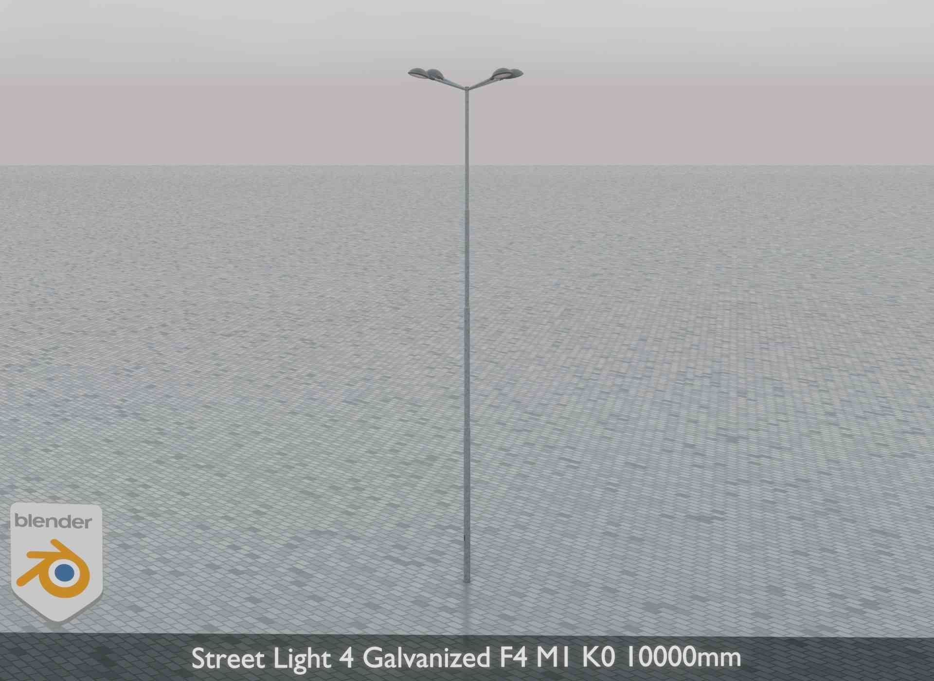 Street Light 4 Galvanized F4 M1 K0 10000mm Low-poly 3D model_7