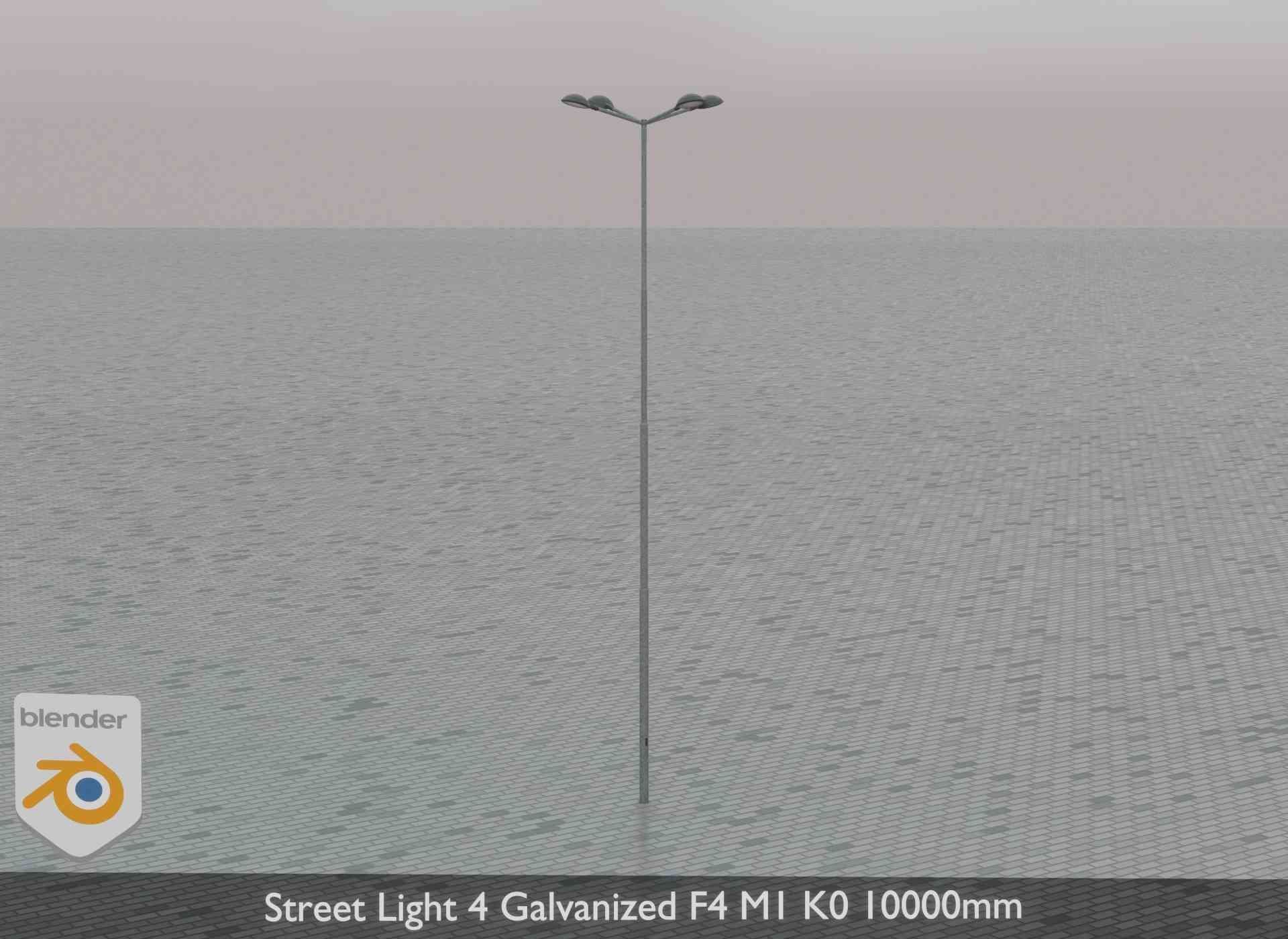 Street Light 4 Galvanized F4 M1 K0 10000mm Low-poly 3D model_77