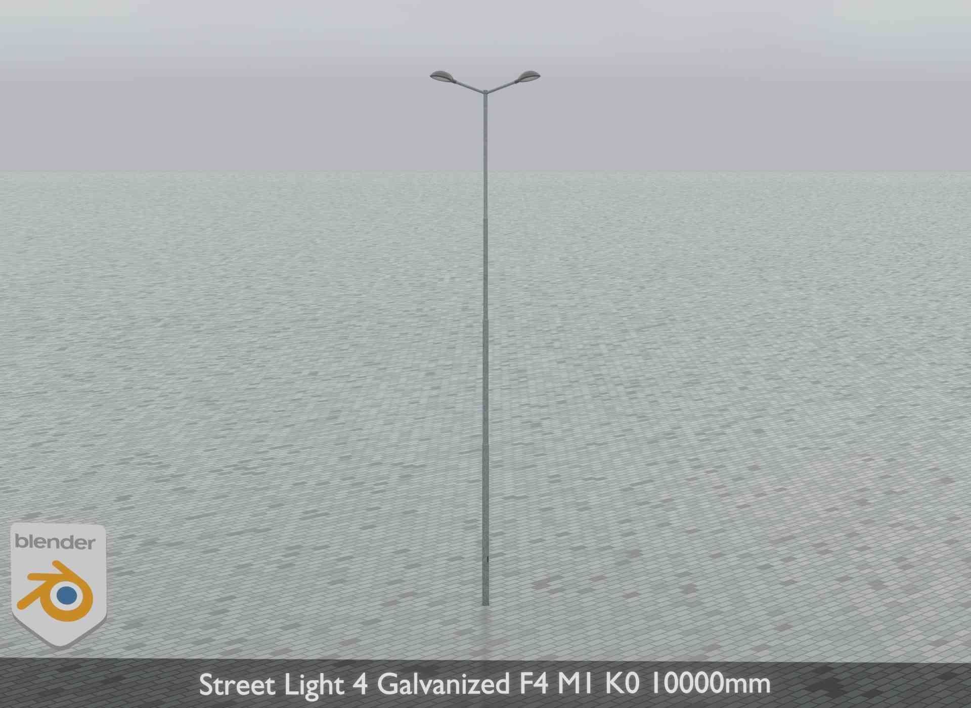 Street Light 4 Galvanized F4 M1 K0 10000mm Low-poly 3D model_16