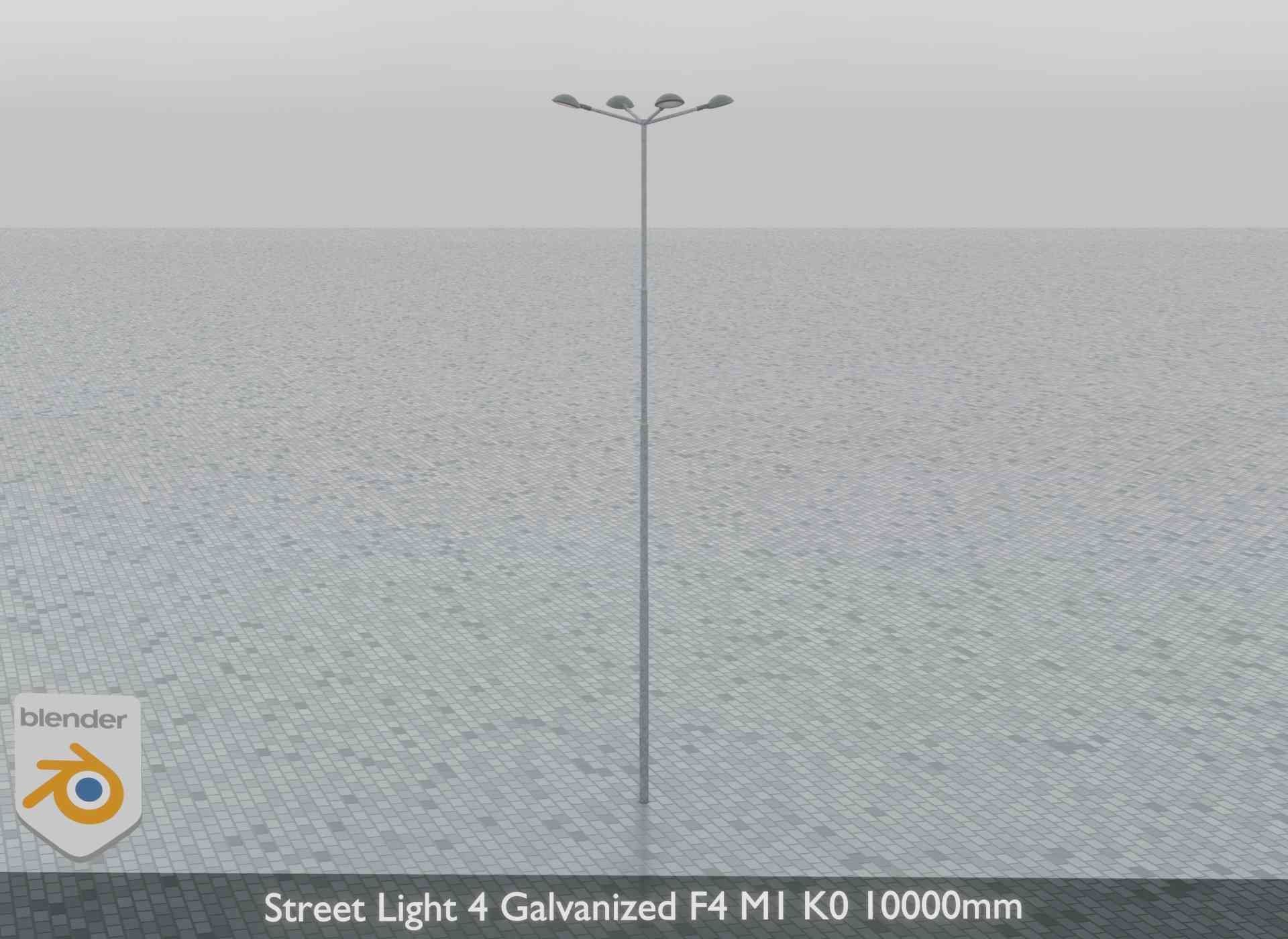 Street Light 4 Galvanized F4 M1 K0 10000mm Low-poly 3D model_9