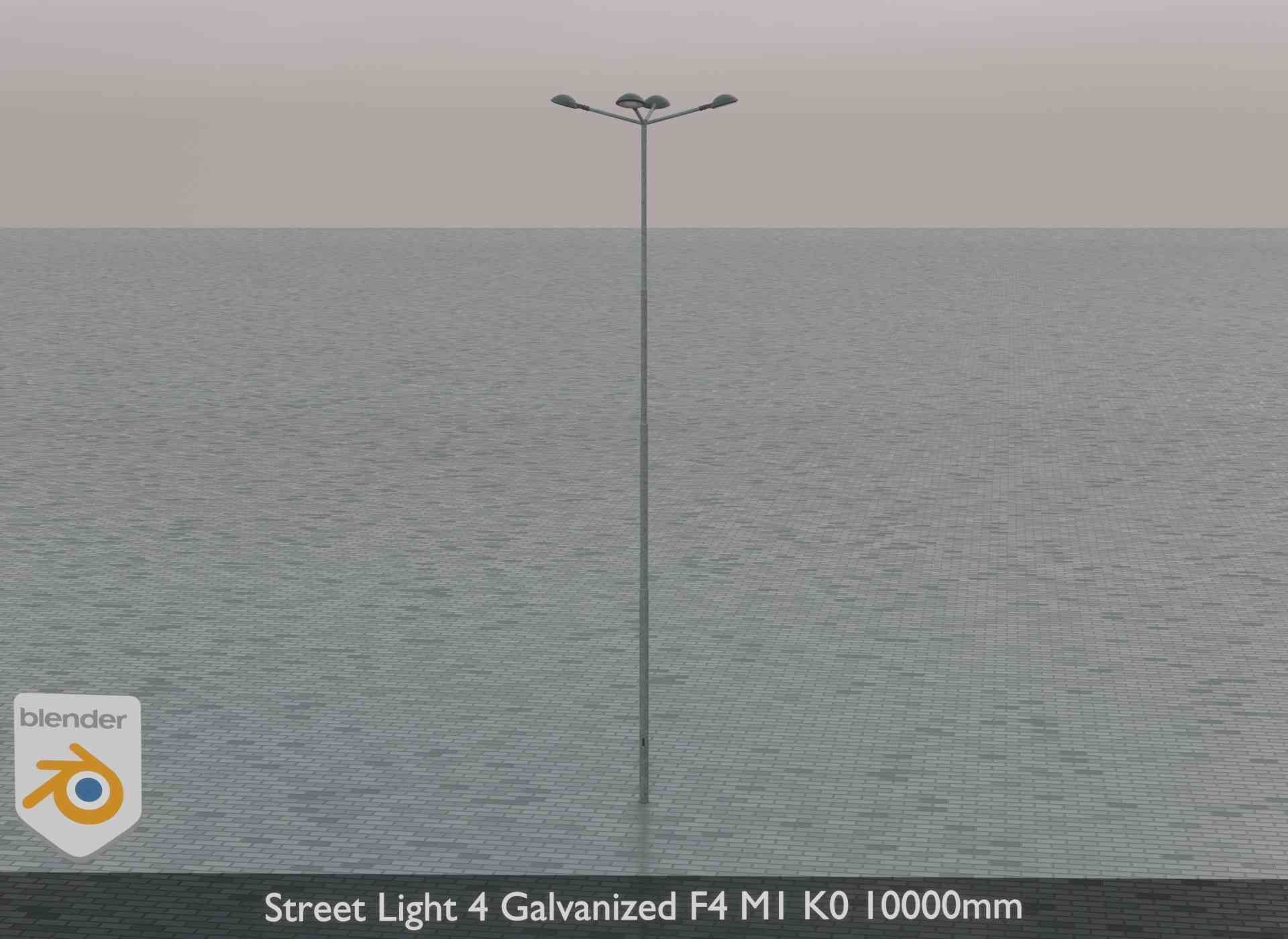 Street Light 4 Galvanized F4 M1 K0 10000mm Low-poly 3D model_2