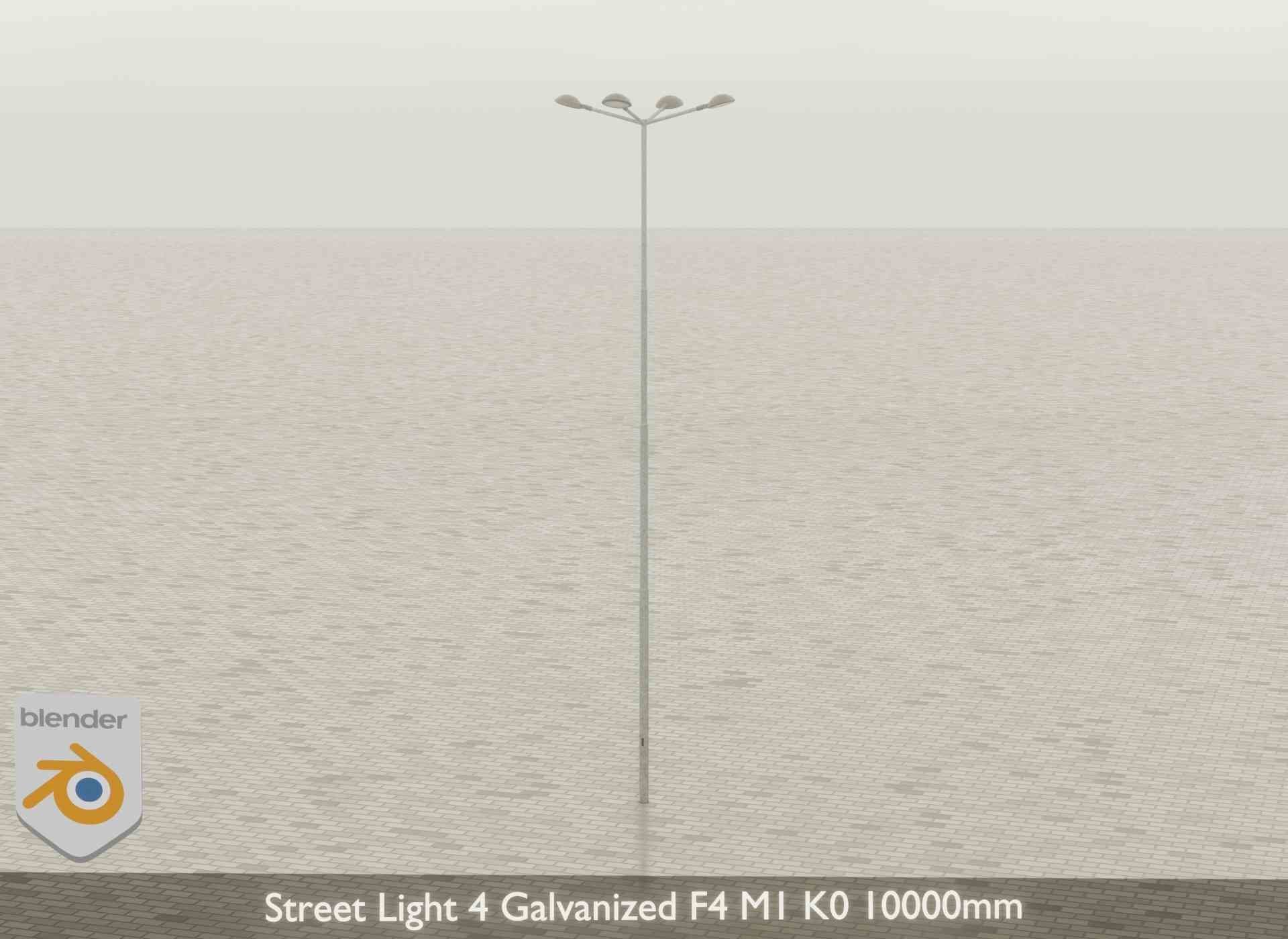 Street Light 4 Galvanized F4 M1 K0 10000mm Low-poly 3D model_43