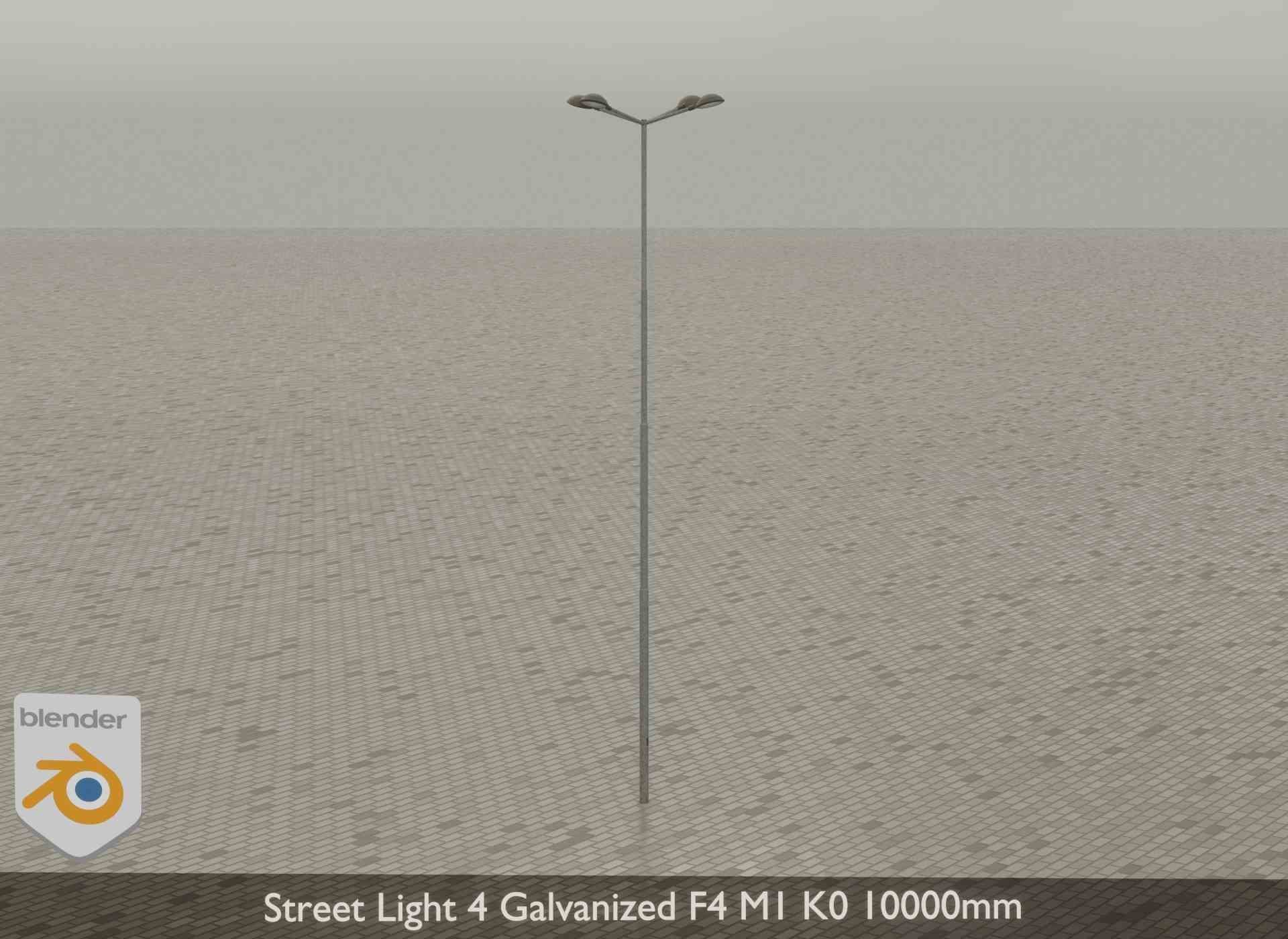 Street Light 4 Galvanized F4 M1 K0 10000mm Low-poly 3D model_35