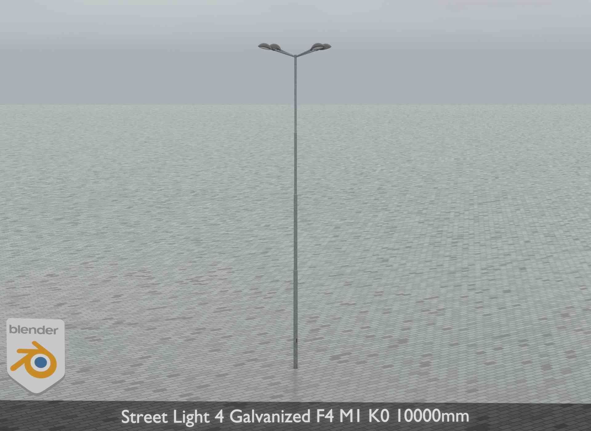 Street Light 4 Galvanized F4 M1 K0 10000mm Low-poly 3D model_17