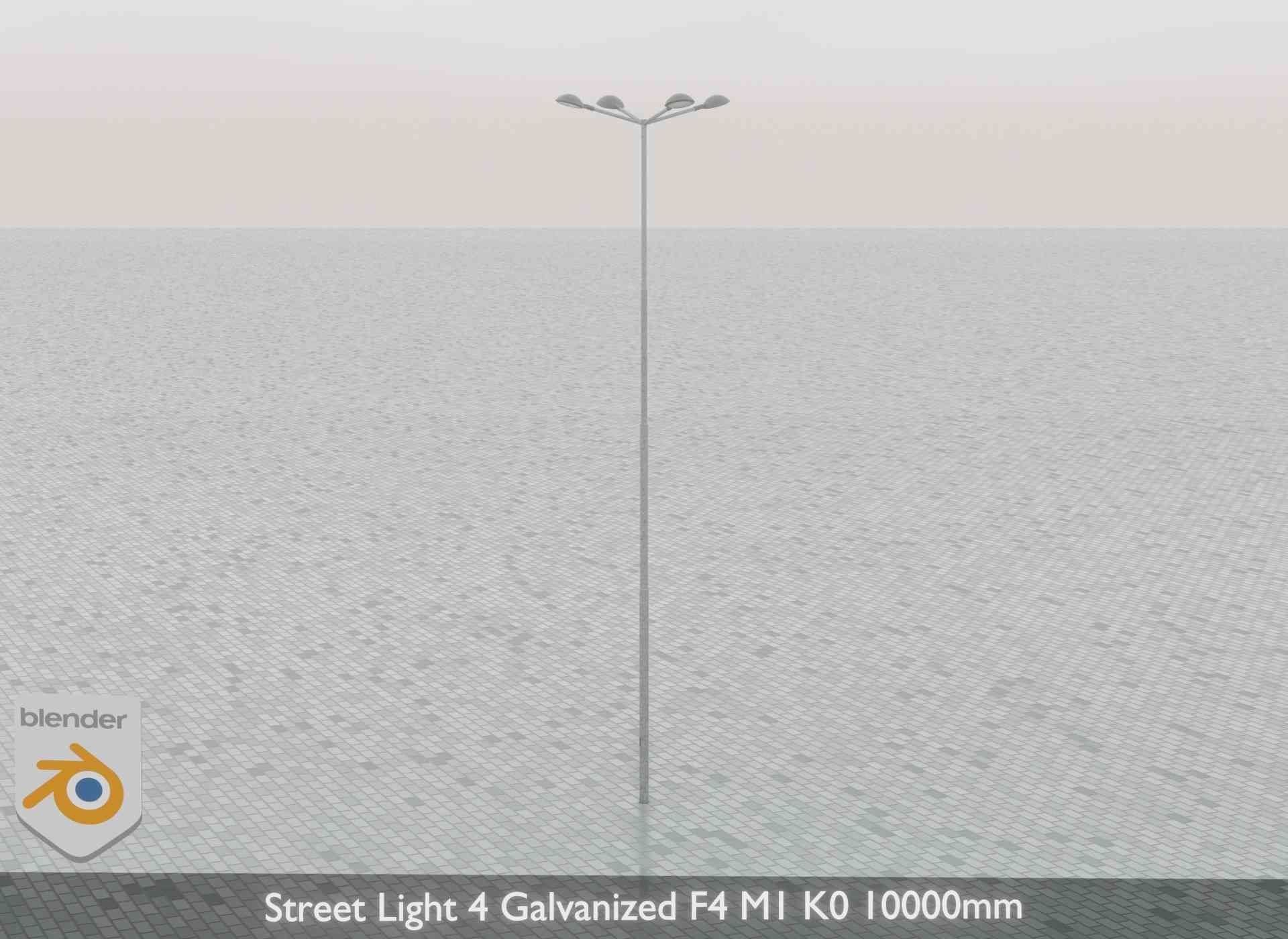 Street Light 4 Galvanized F4 M1 K0 10000mm Low-poly 3D model_68