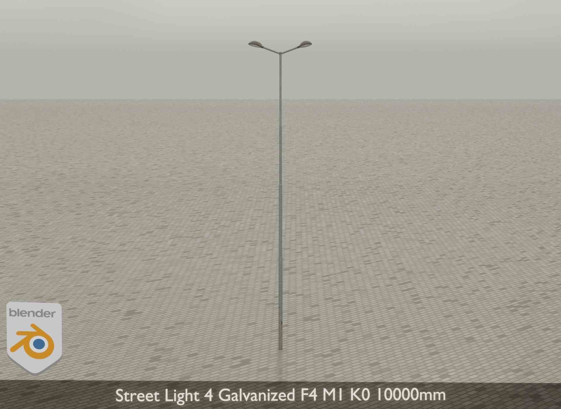 Street Light 4 Galvanized F4 M1 K0 10000mm Low-poly 3D model_36