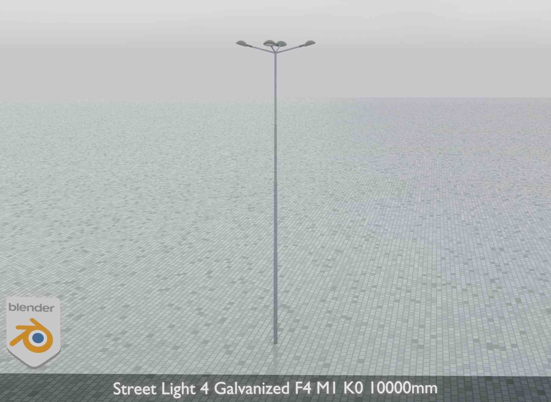 Street Light 4 Galvanized F4 M1 K0 10000mm Low-poly 3D model_12