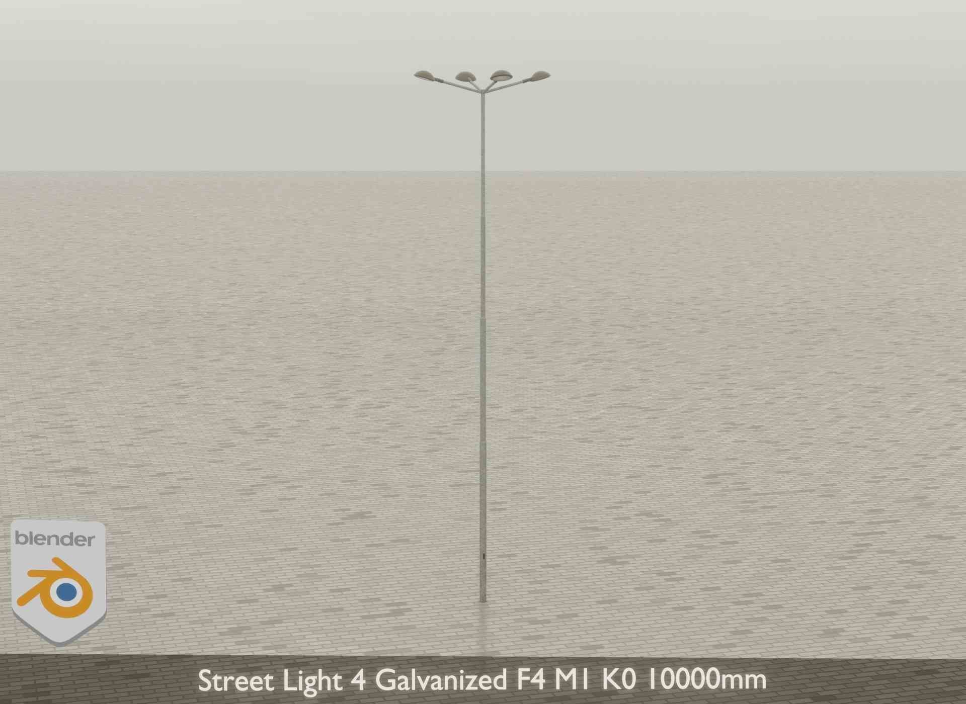 Street Light 4 Galvanized F4 M1 K0 10000mm Low-poly 3D model_39