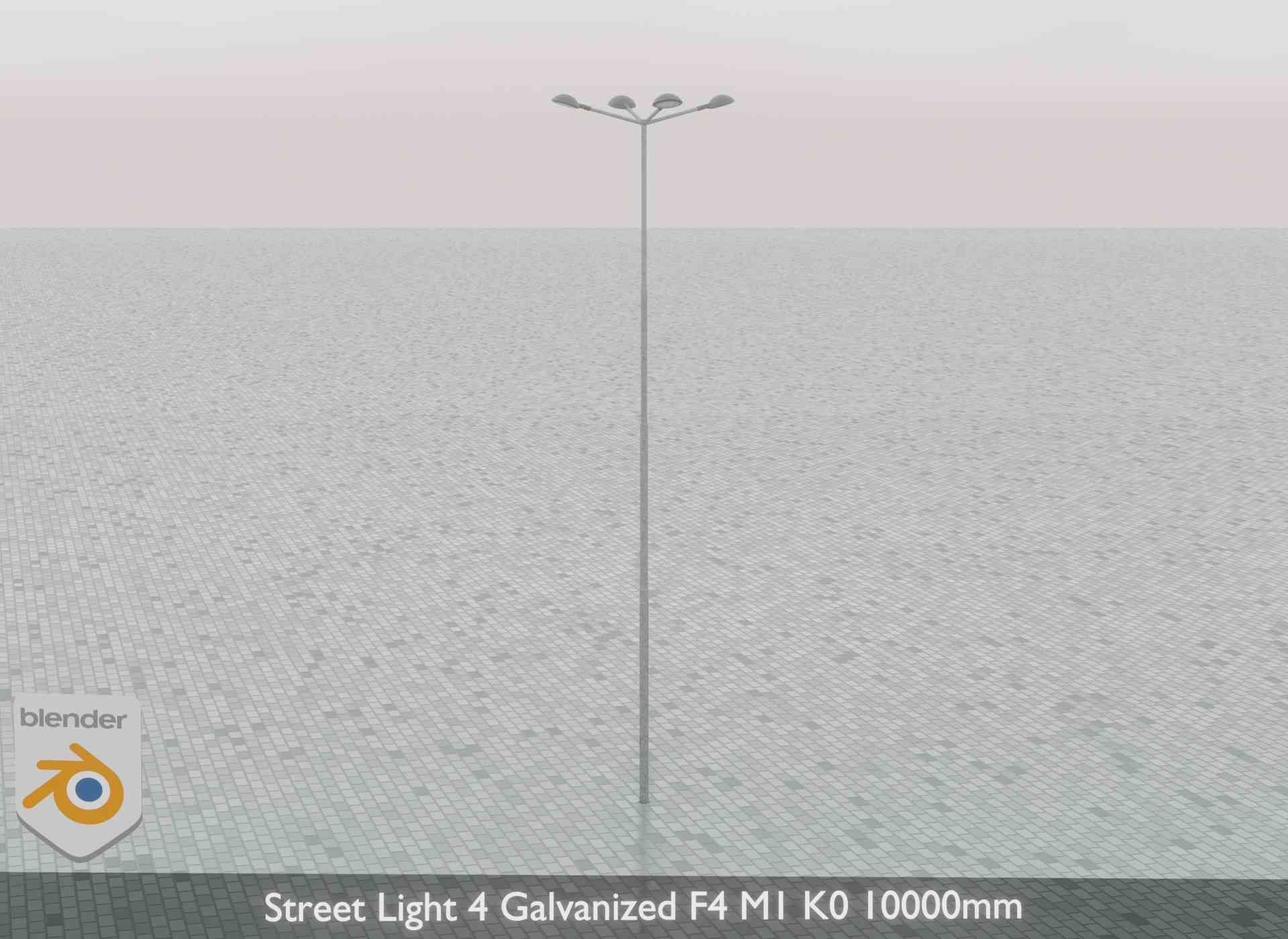 Street Light 4 Galvanized F4 M1 K0 10000mm Low-poly 3D model_69