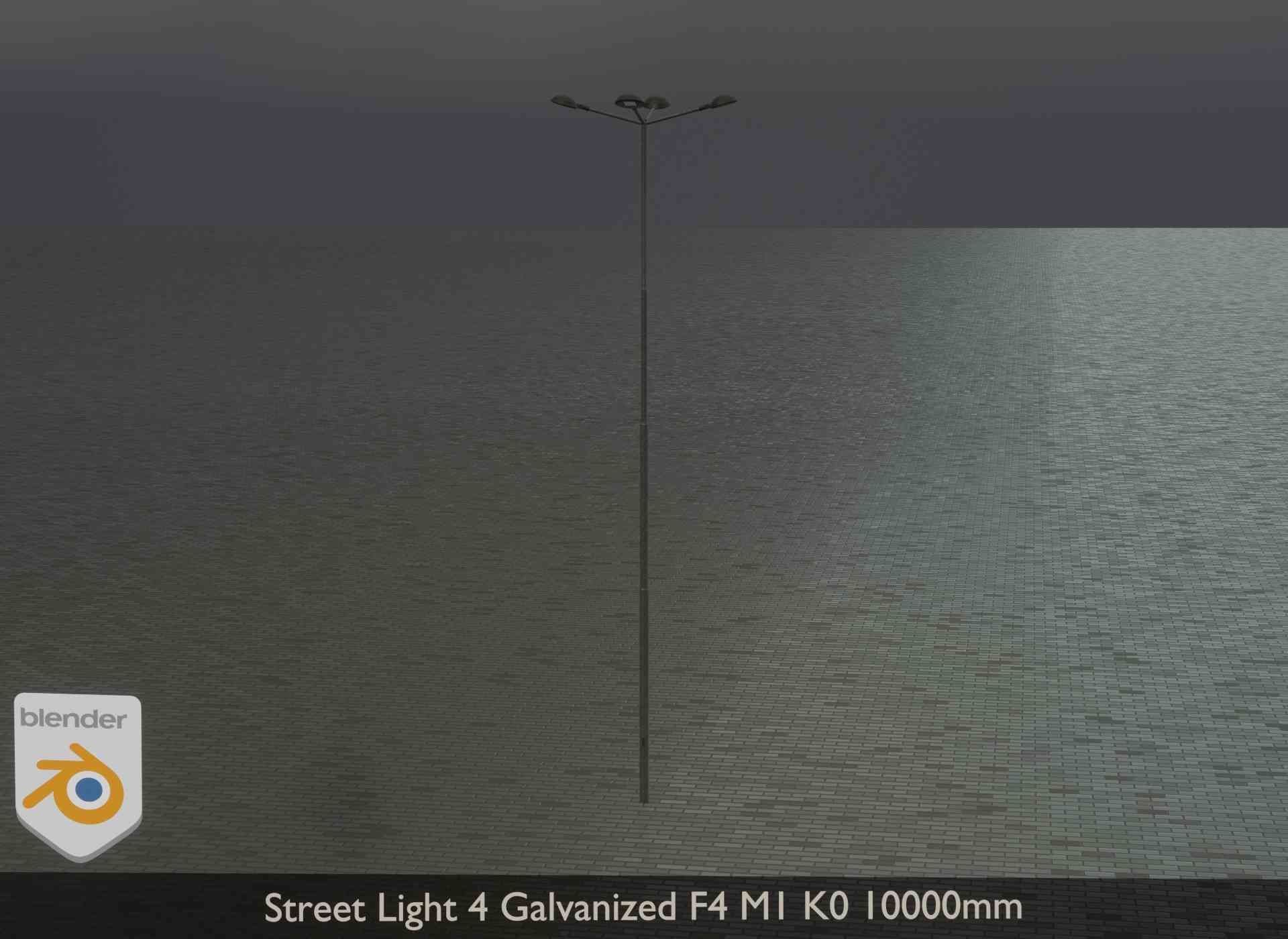 Street Light 4 Galvanized F4 M1 K0 10000mm Low-poly 3D model_22