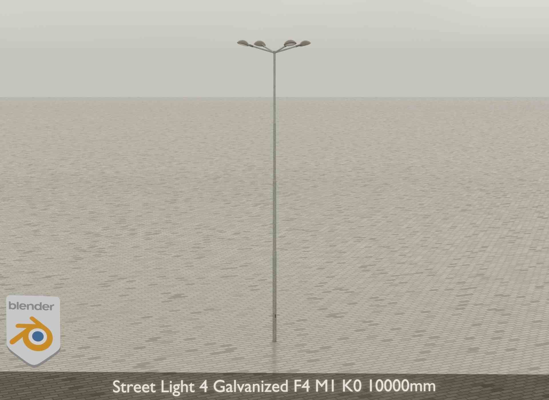 Street Light 4 Galvanized F4 M1 K0 10000mm Low-poly 3D model_38