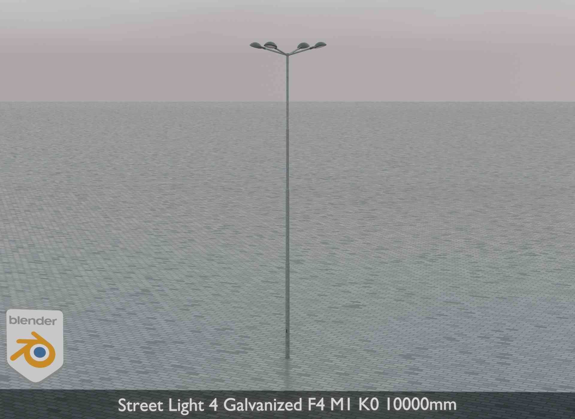 Street Light 4 Galvanized F4 M1 K0 10000mm Low-poly 3D model_4