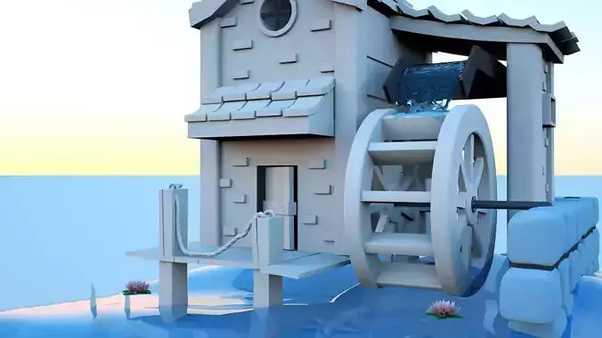 3d mill house model Low-poly 3D model
