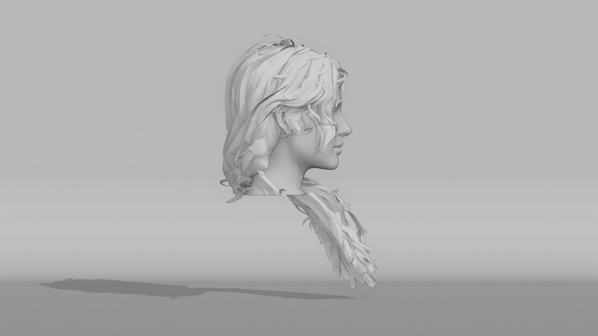 Realistic Female Hair 5 Low-poly 3D model_8