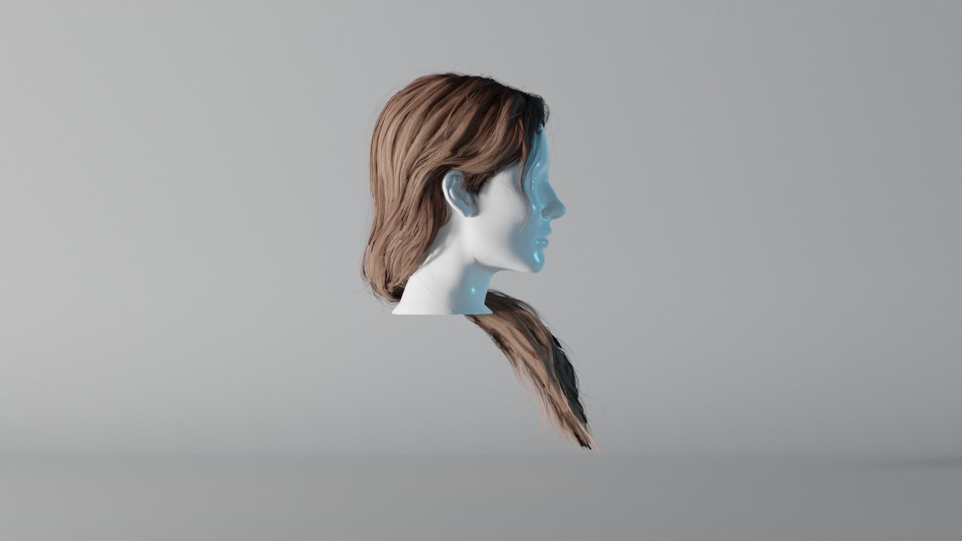 Realistic Female Hair 5 Low-poly 3D model_3