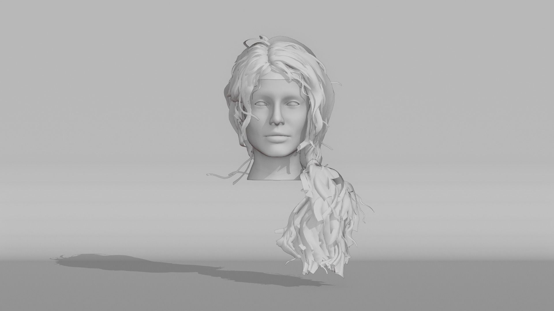 Realistic Female Hair 5 Low-poly 3D model_7