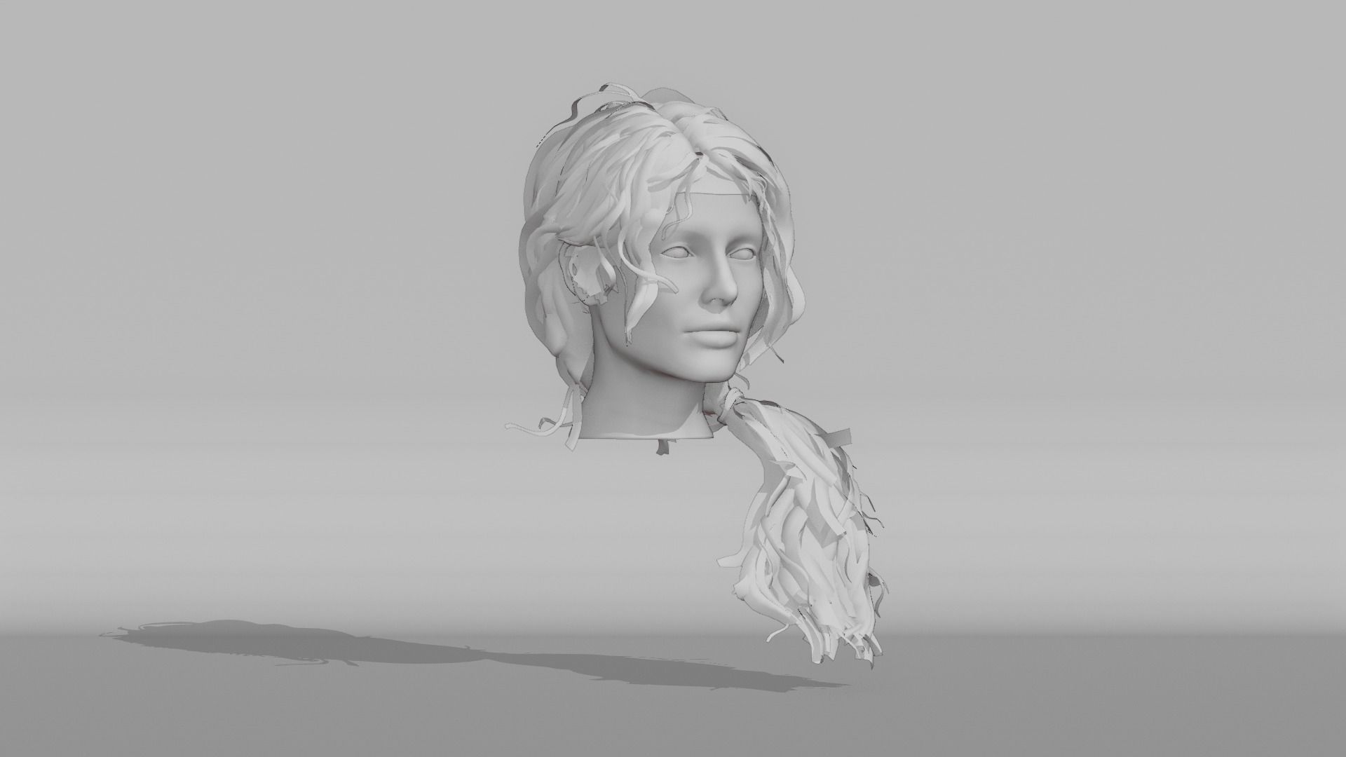 Realistic Female Hair 5 Low-poly 3D model_6