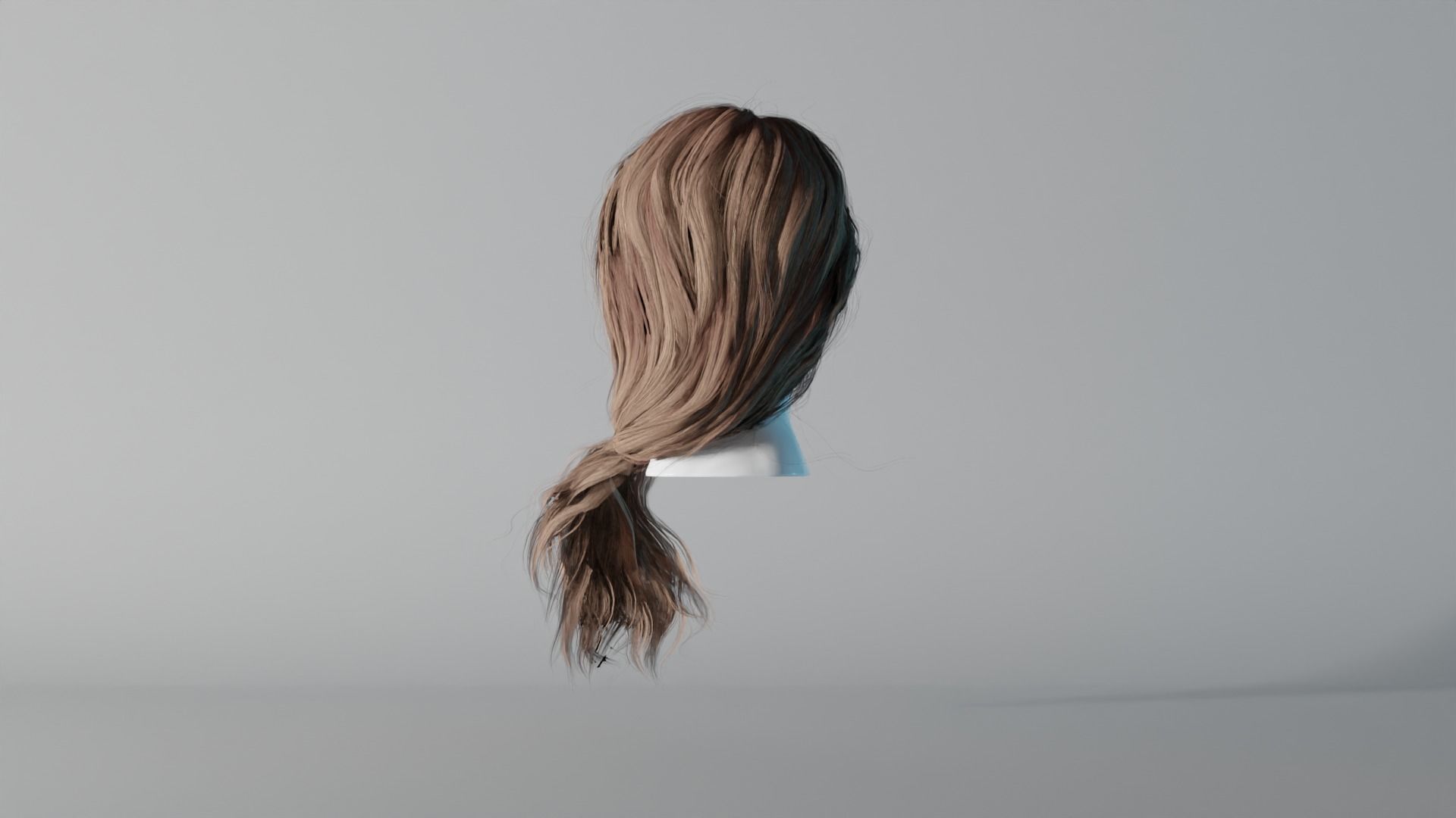 Realistic Female Hair 5 Low-poly 3D model_4