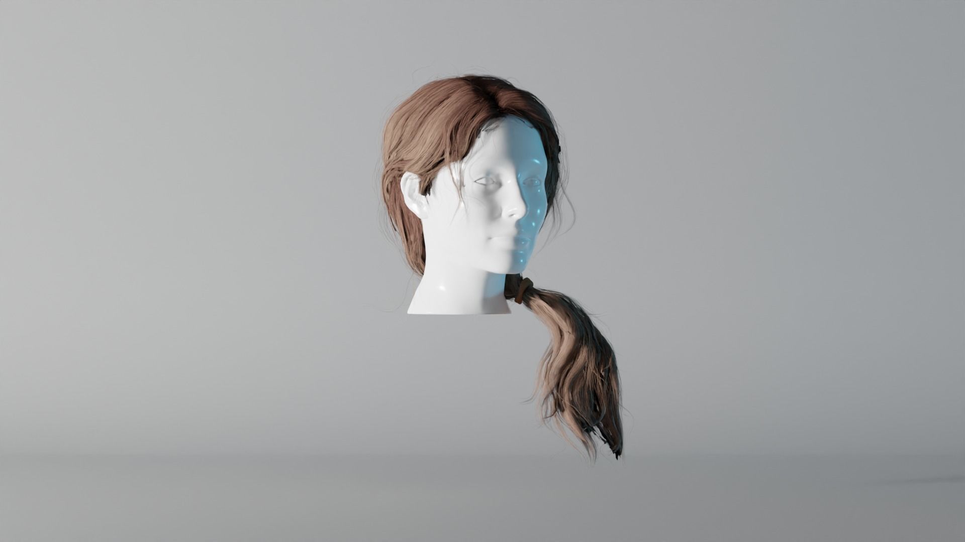 Realistic Female Hair 5 Low-poly 3D model_1