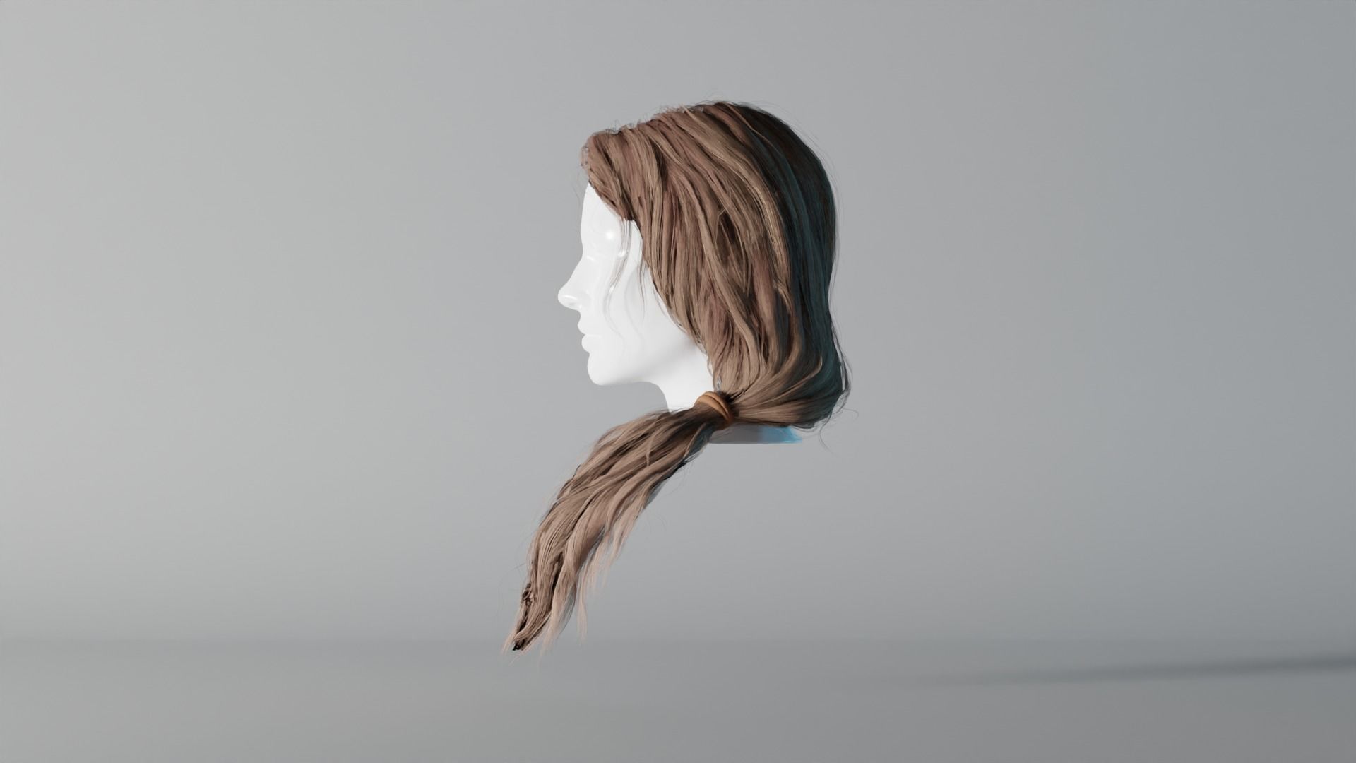 Realistic Female Hair 5 Low-poly 3D model_5