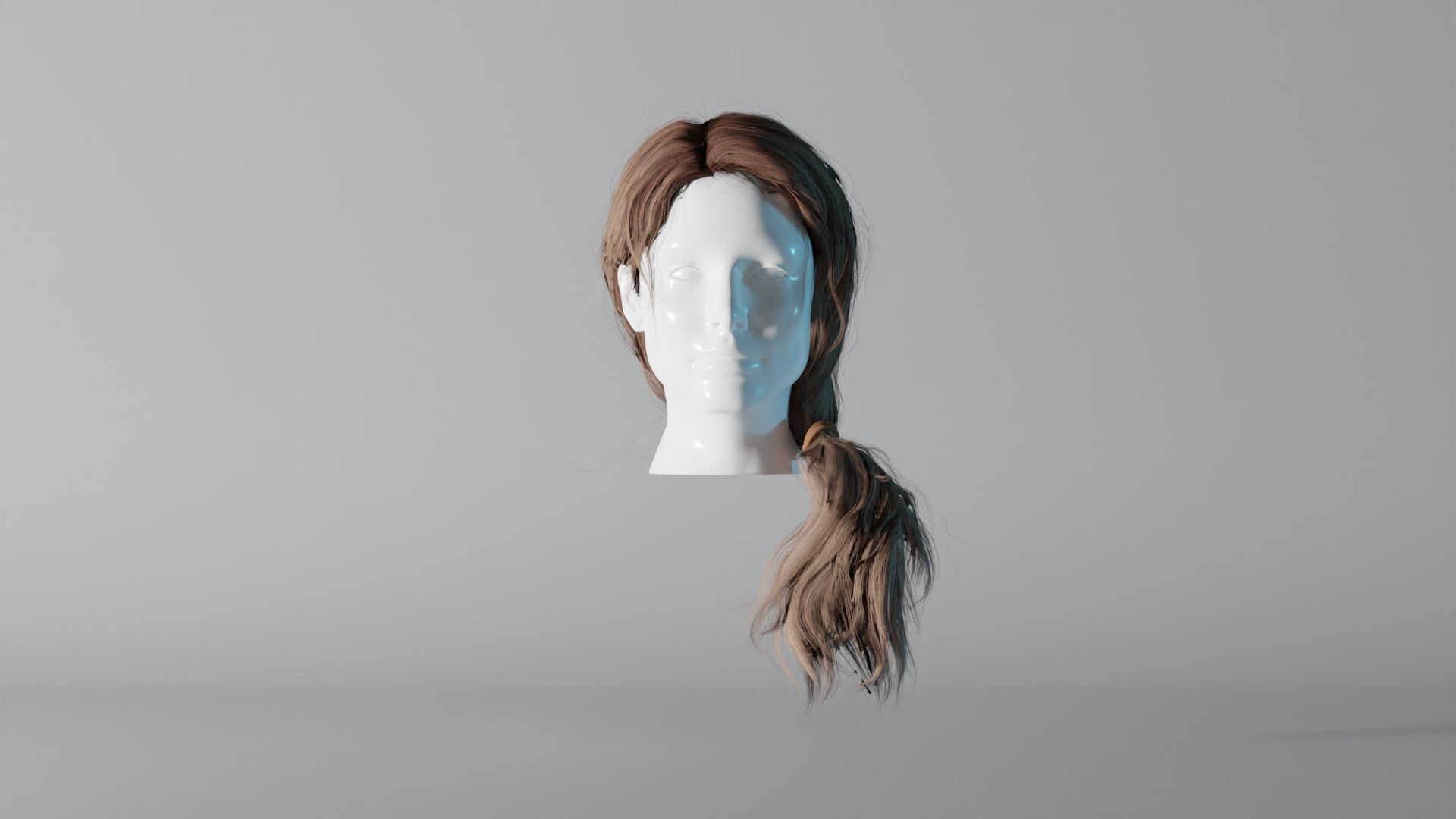 Realistic Female Hair 5 Low-poly 3D model_2