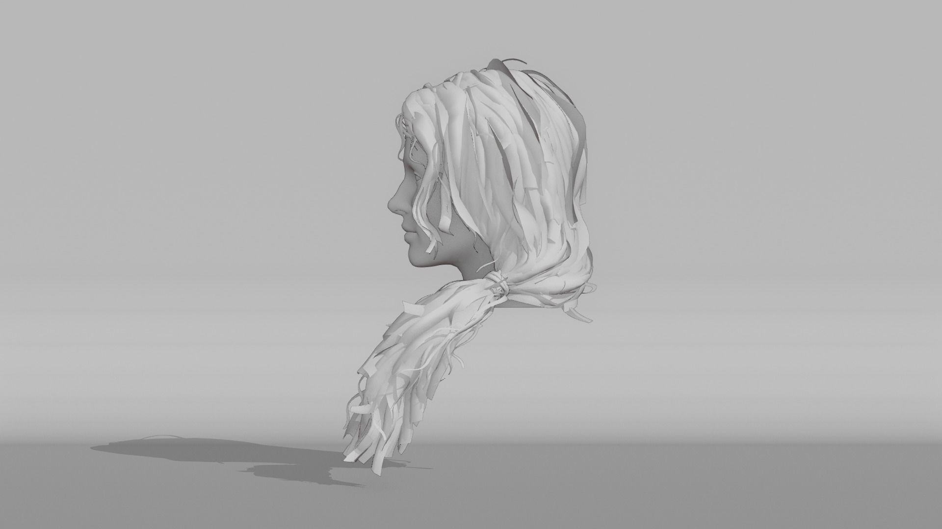 Realistic Female Hair 5 Low-poly 3D model_10