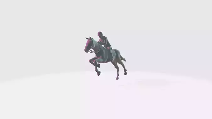 Horse and Rider in jumping pose I 3D Print ready model