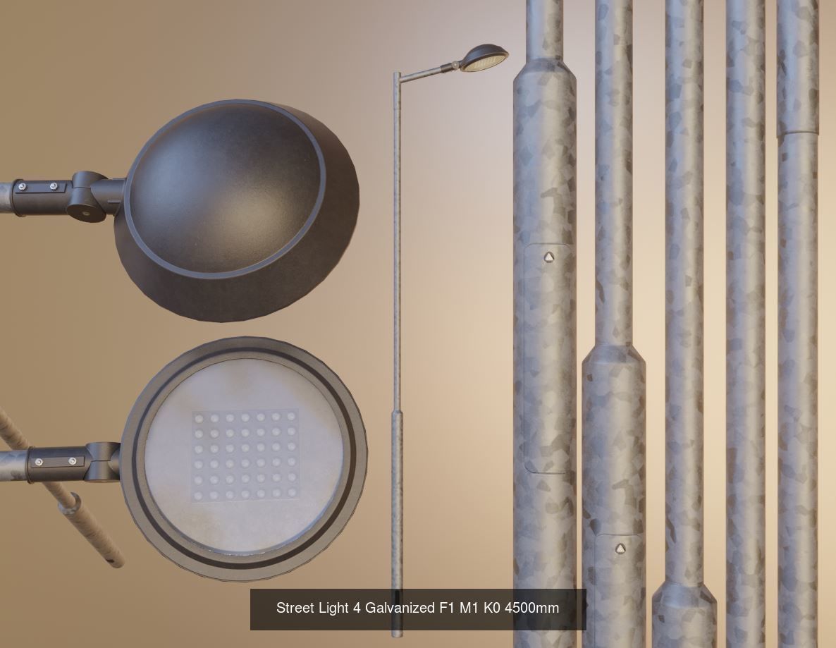 Street Light 4 Galvanized Package 3D Model Collection_8
