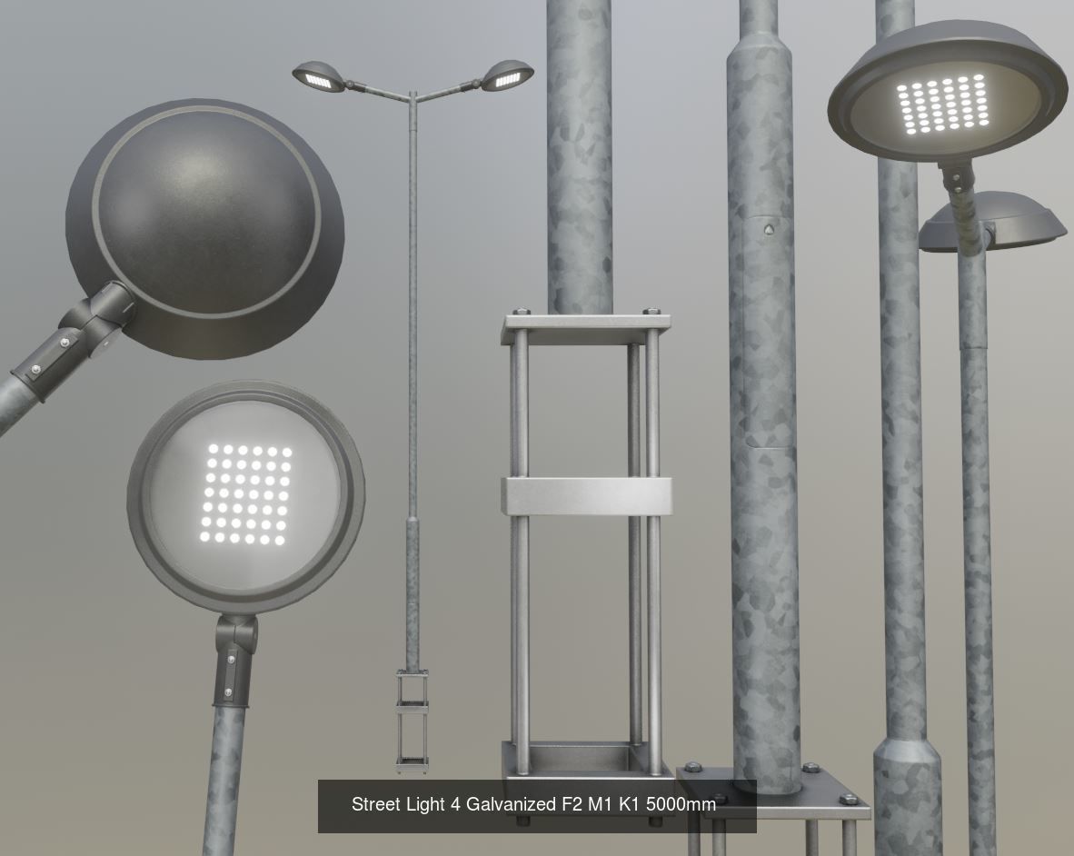 Street Light 4 Galvanized Package 3D Model Collection_1