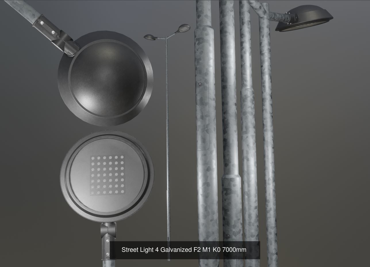 Street Light 4 Galvanized Package 3D Model Collection_13