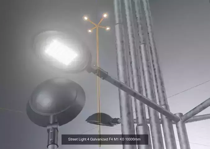 Street Light 4 Galvanized Package 3D Model Collection