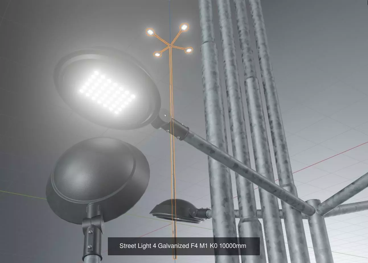 Street Light 4 Galvanized Package 3D Model Collection_0